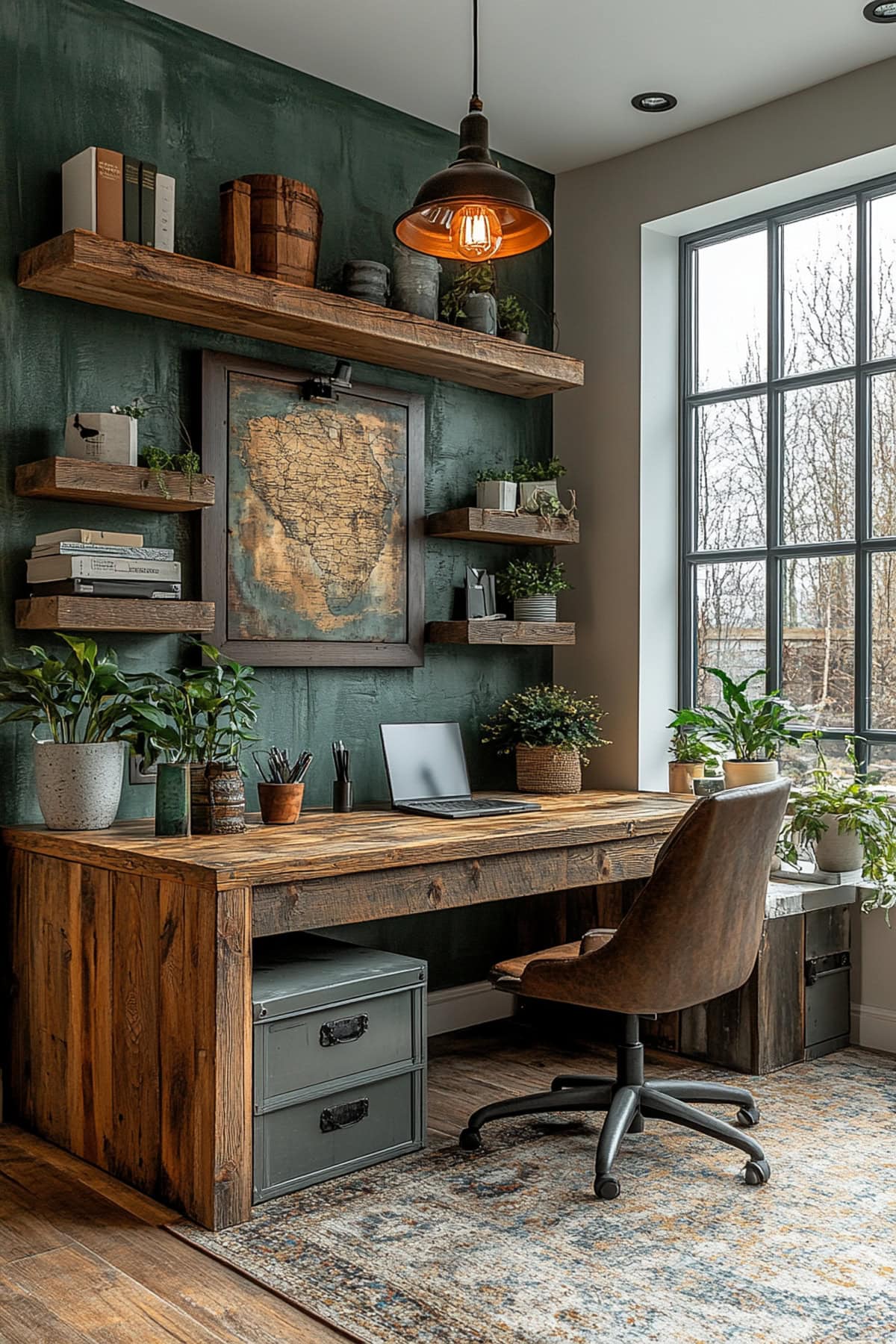 Industrial Olive Green Apartment Office 02