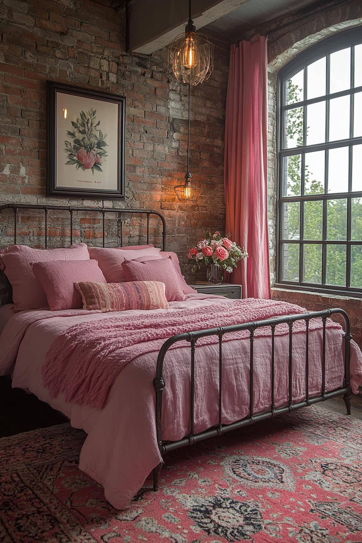 Industrial Pink and Grey Bedroom - 02