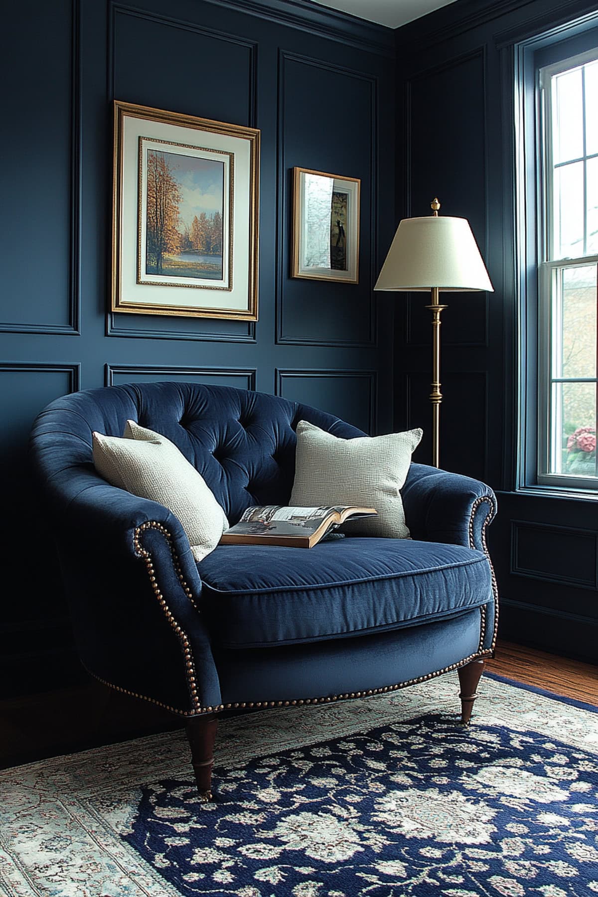 Luxe Dark Blue Reading Nook 01