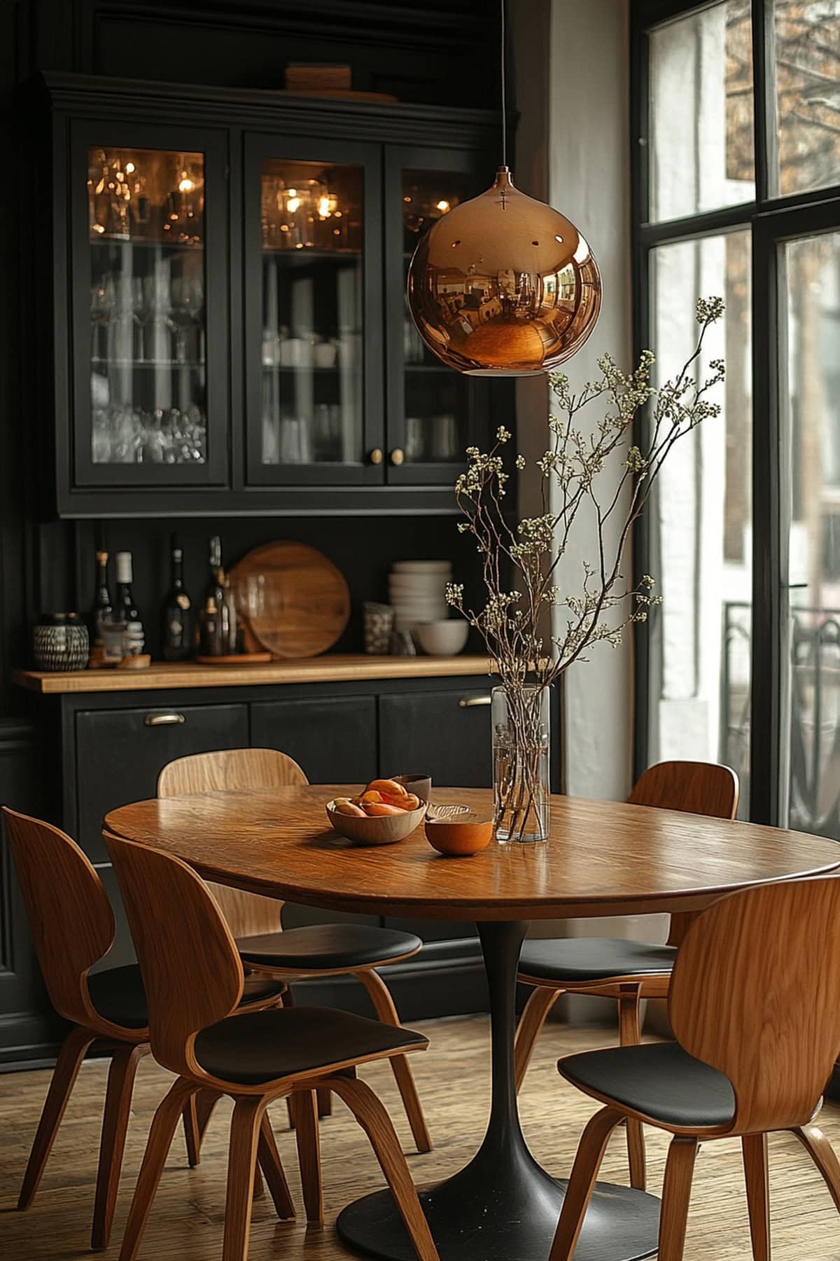 Mid-Century Modern Black Decor Dining Room - 01