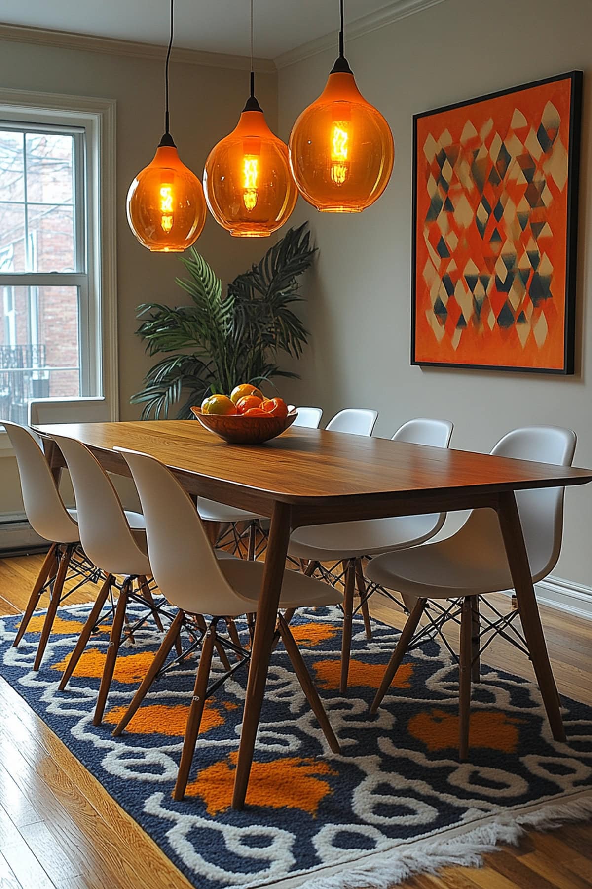 Mid-Century Modern Ivory Apartment Dining Room - 01