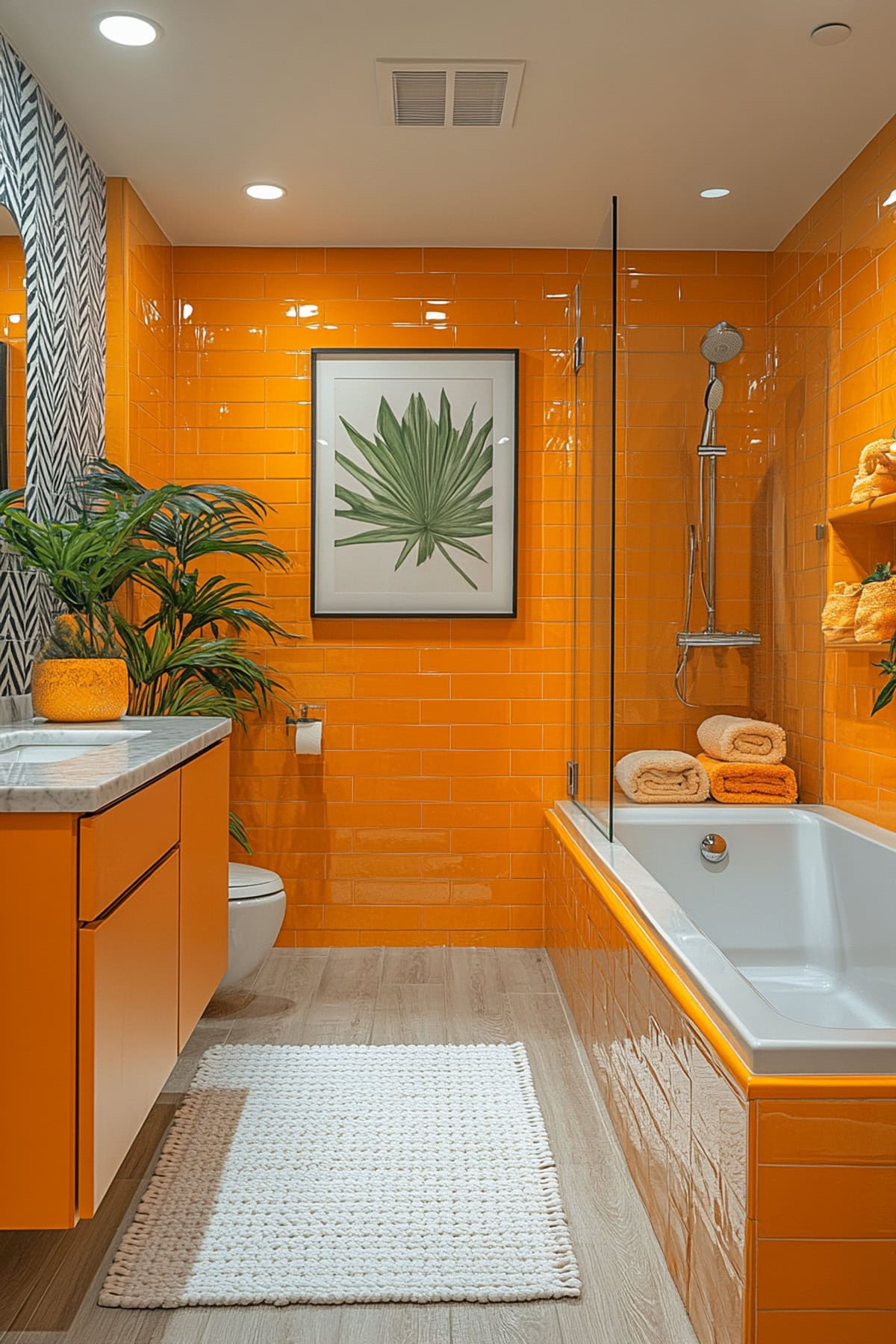 Mid-Century Modern Orange Bathroom - 02