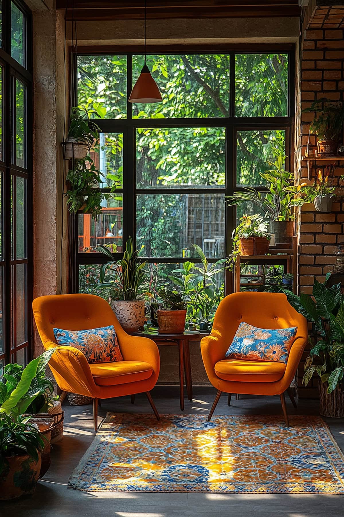 Mid-Century Modern Orange Sunroom - 02