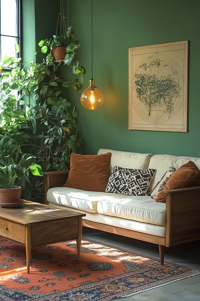 A closer look at Luxury Green Apartment Living With Vintage Decor