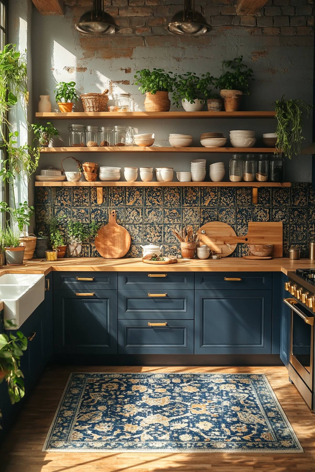 Minimalist Dark Blue Kitchen Space 01