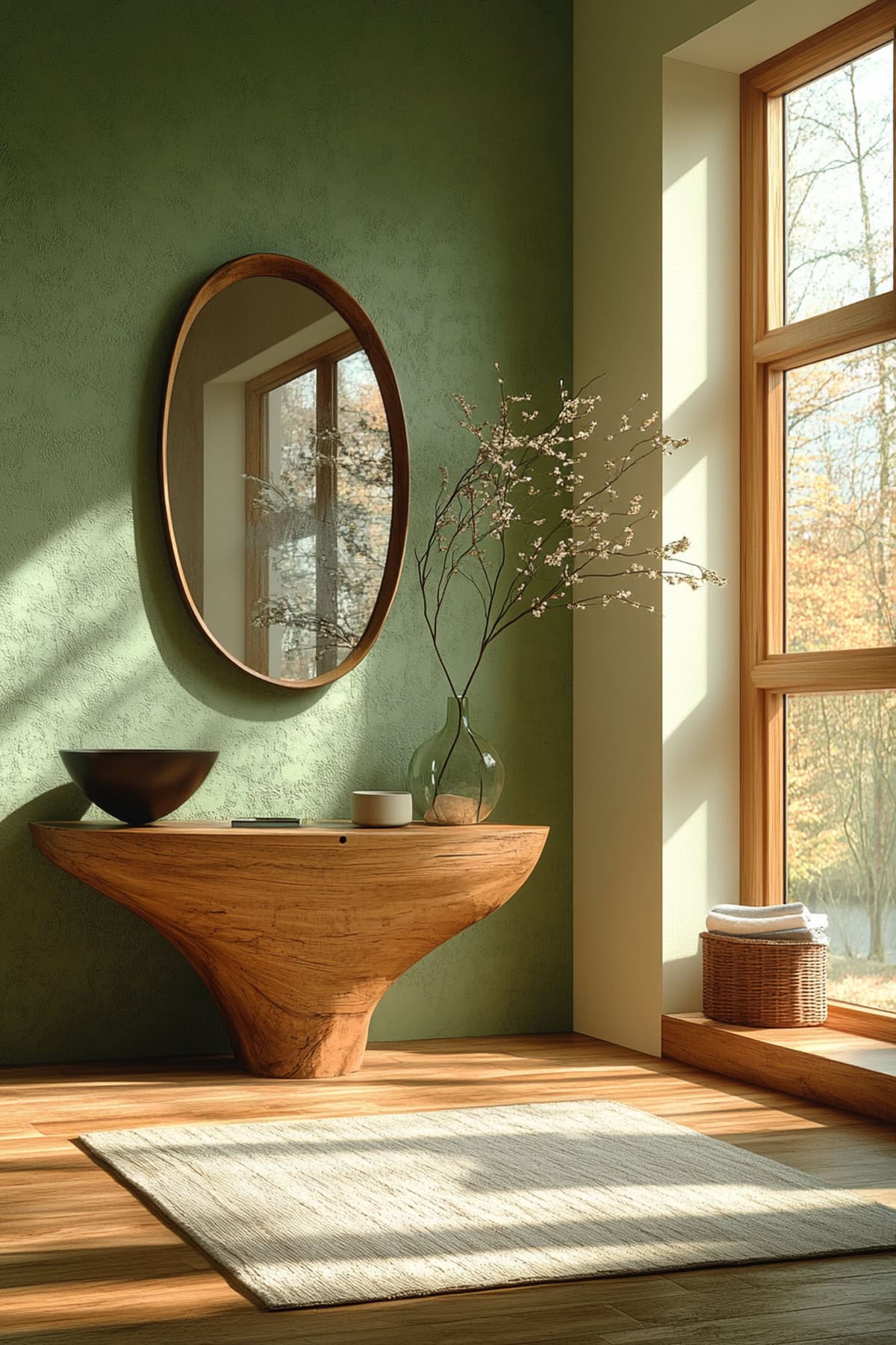 Minimalist Olive Green Apartment Entryway 01