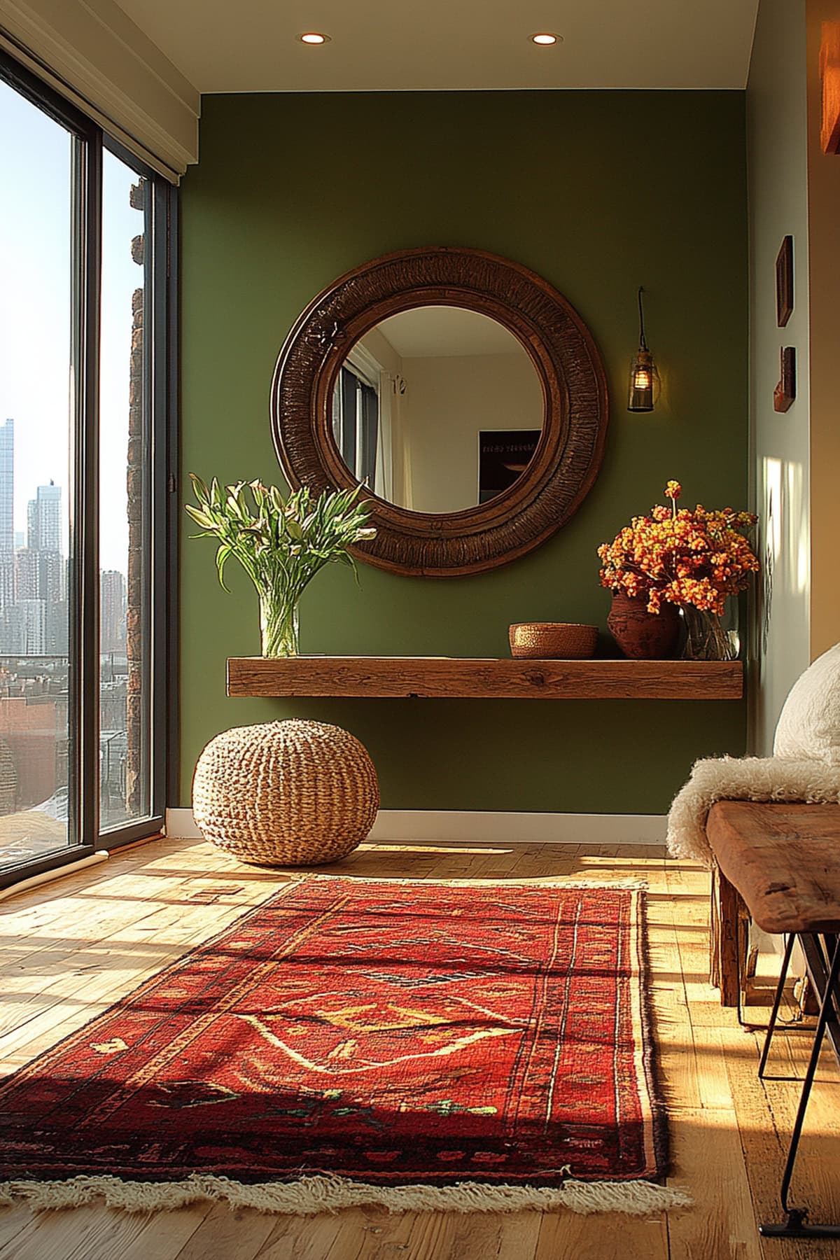 Minimalist Olive Green Apartment Entryway 02