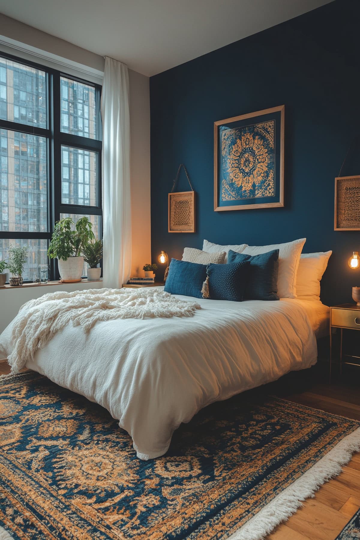 Modern Dark Blue Bedroom Retreat 01