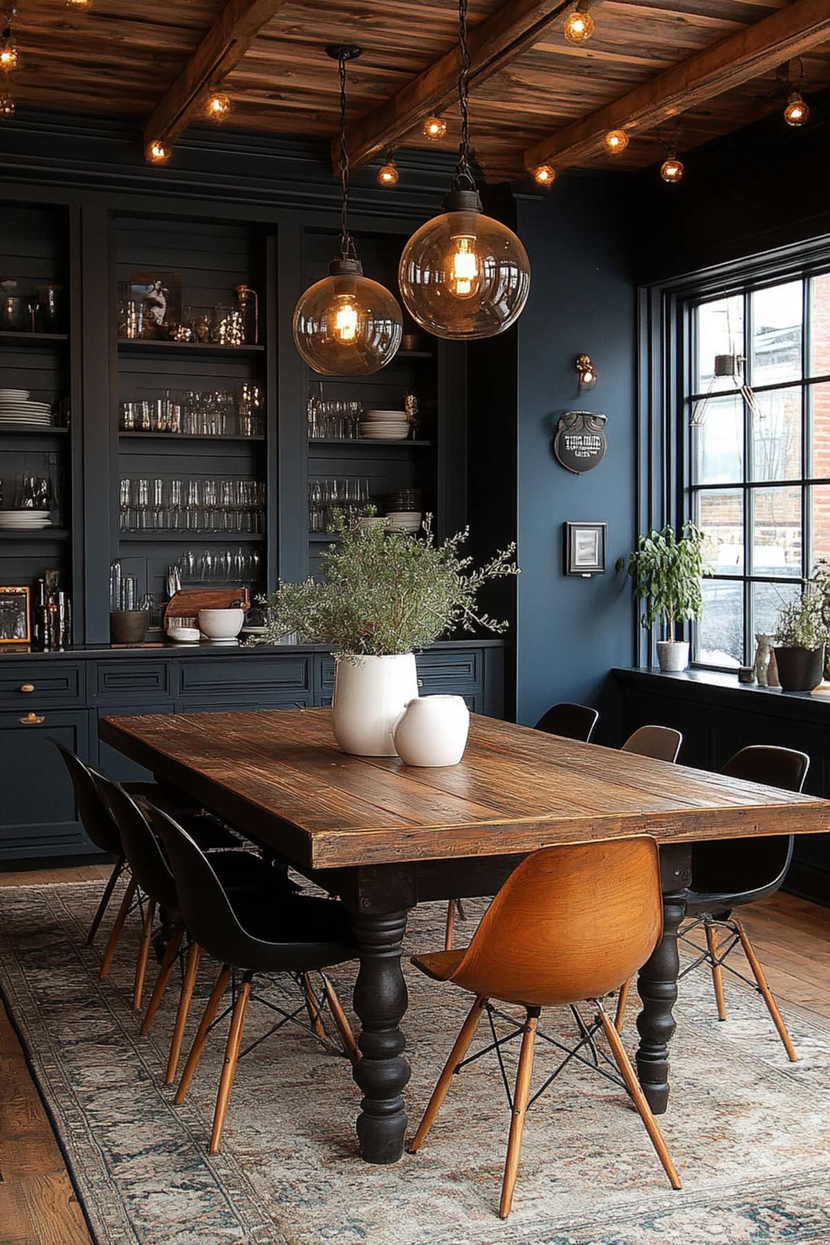 Modern Farmhouse Dark Blue Dining Room 01