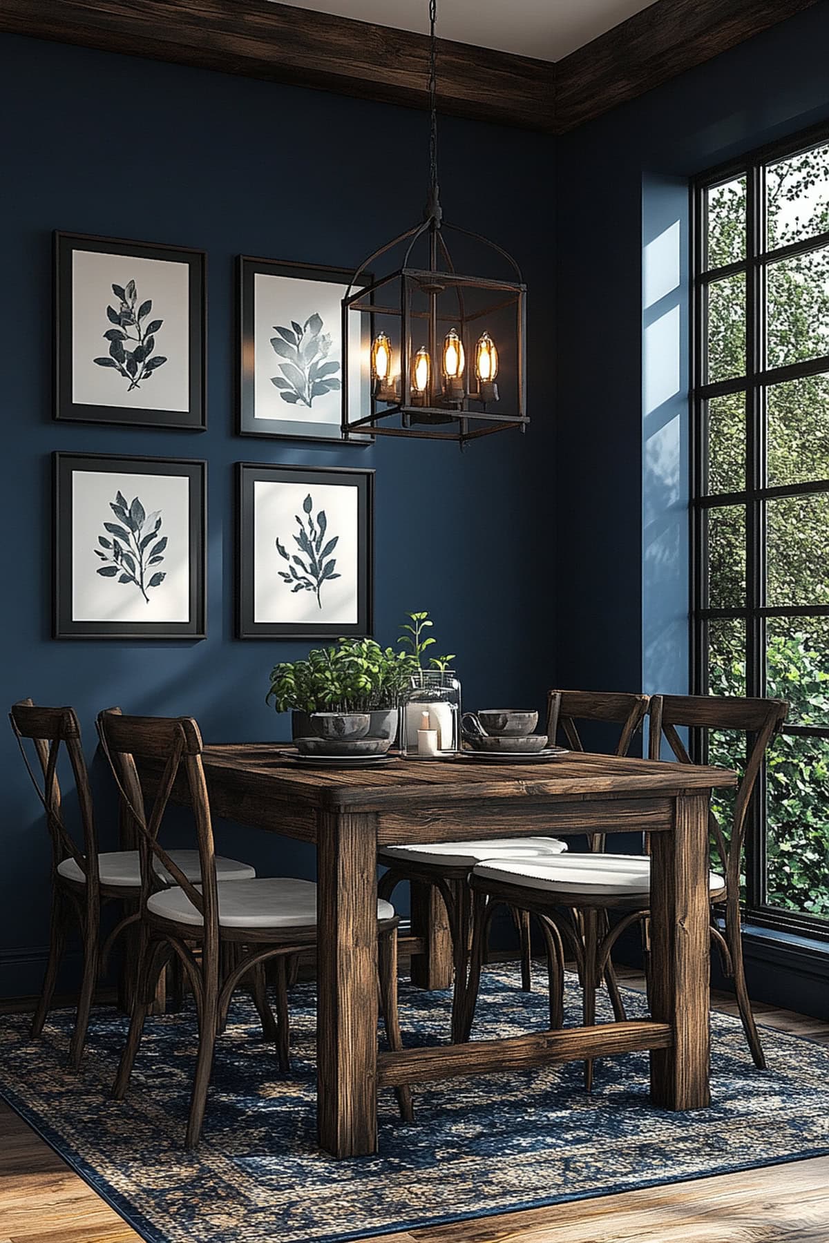 Modern Farmhouse Dark Blue Dining Room 02