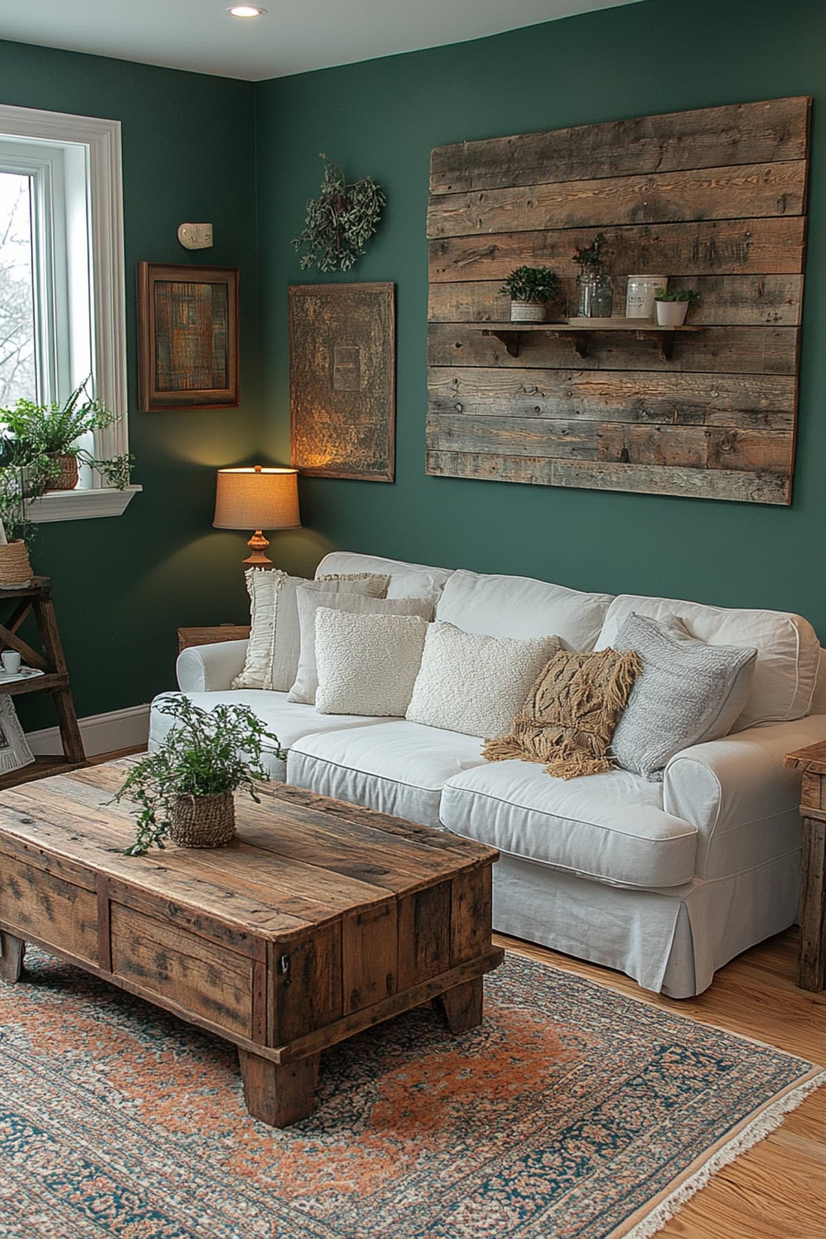 Modern Farmhouse Forest Green Apartment Living Room - 02