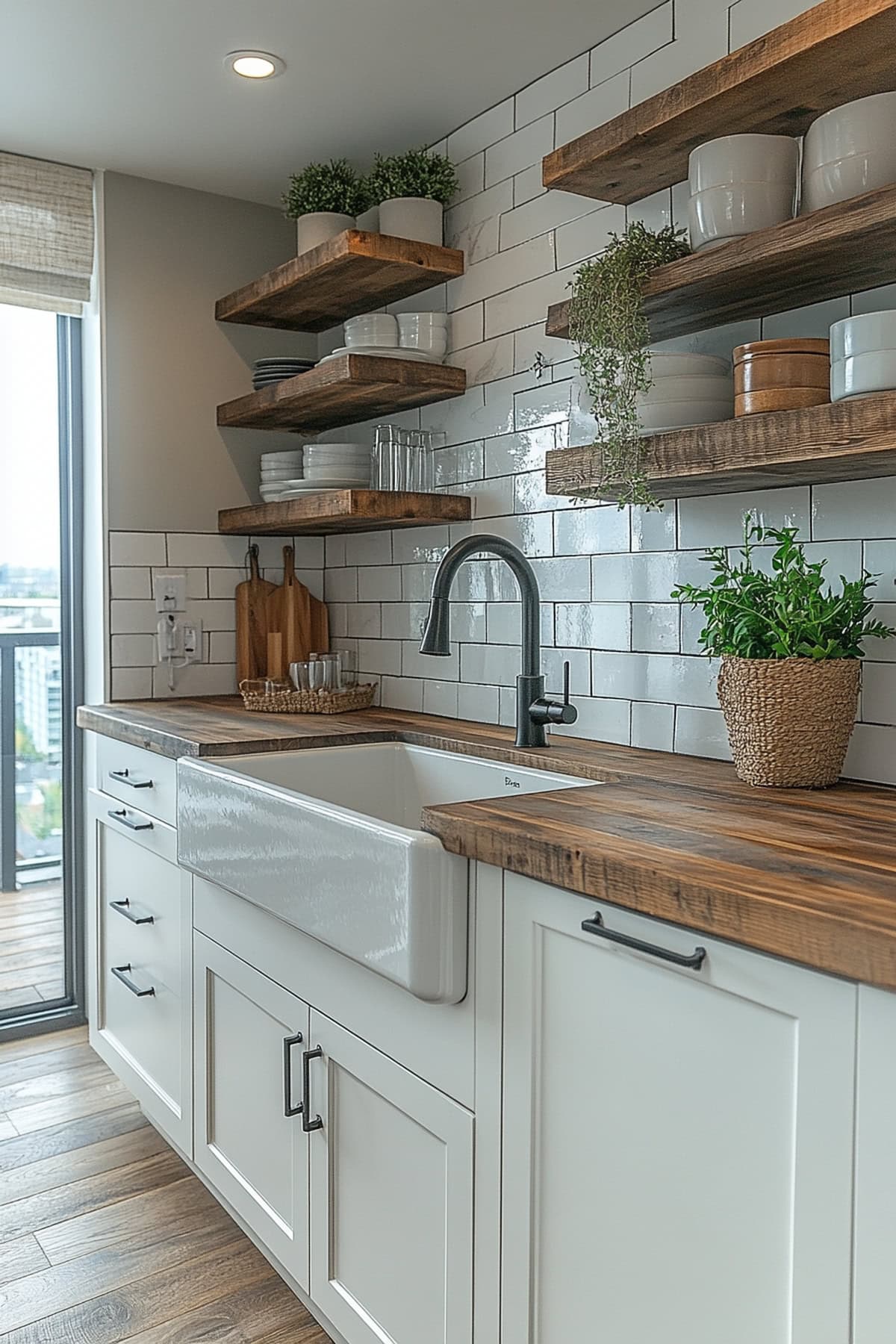 Modern Farmhouse Ivory Apartment Kitchen - 01