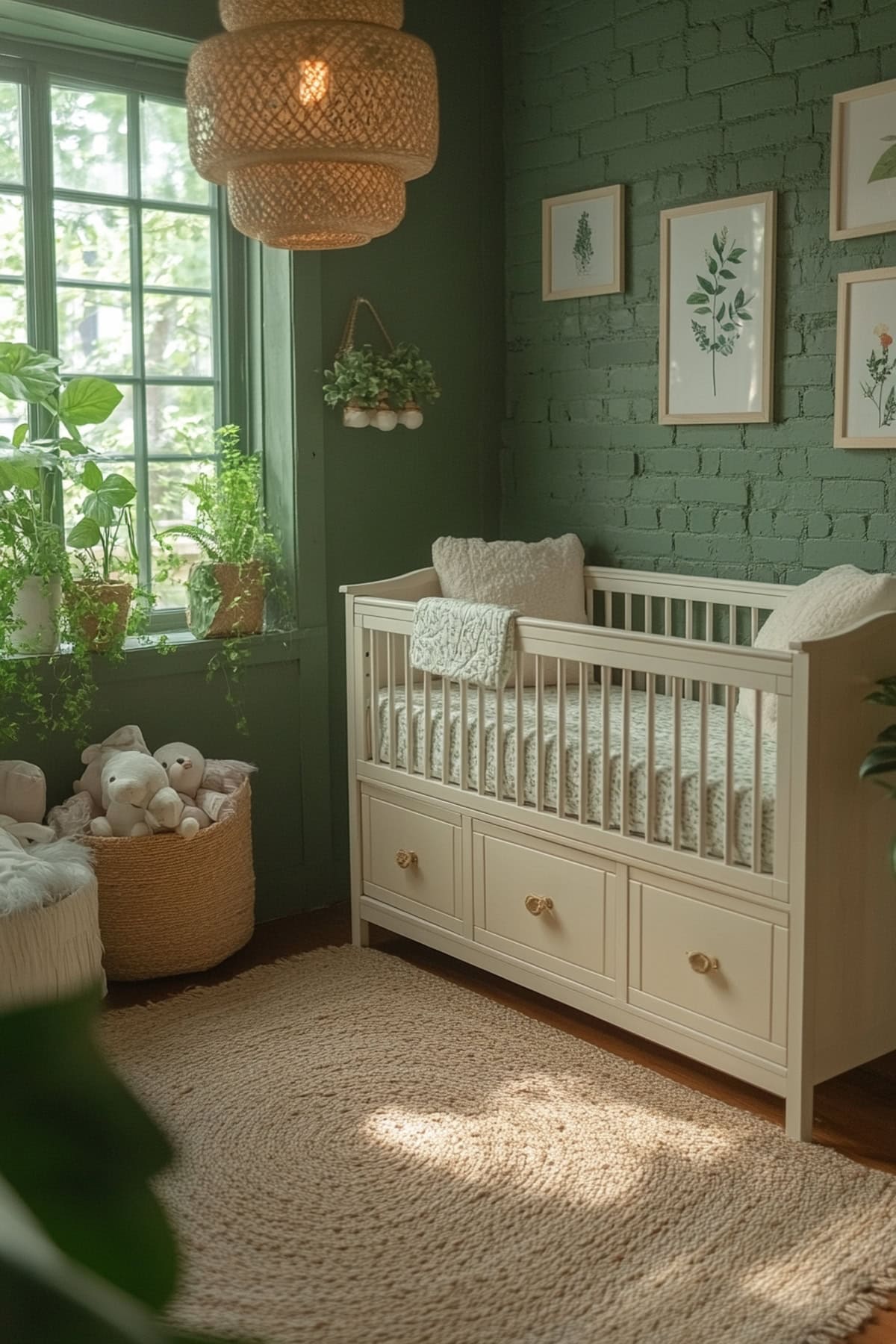 Modern Forest Green Apartment Nursery - 01