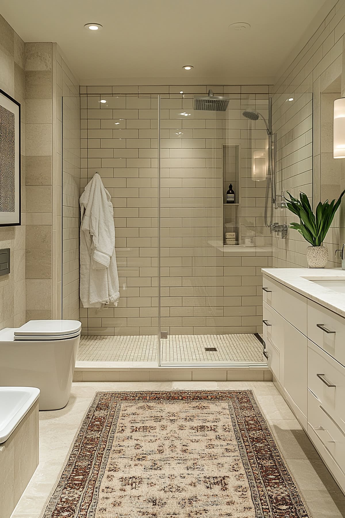 Modern Ivory Apartment Bathroom - 01