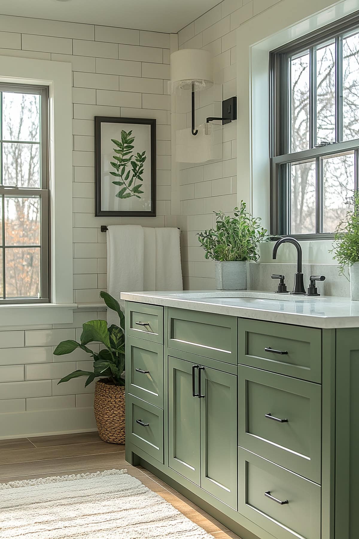 Modern Olive Green Apartment Bathroom 02