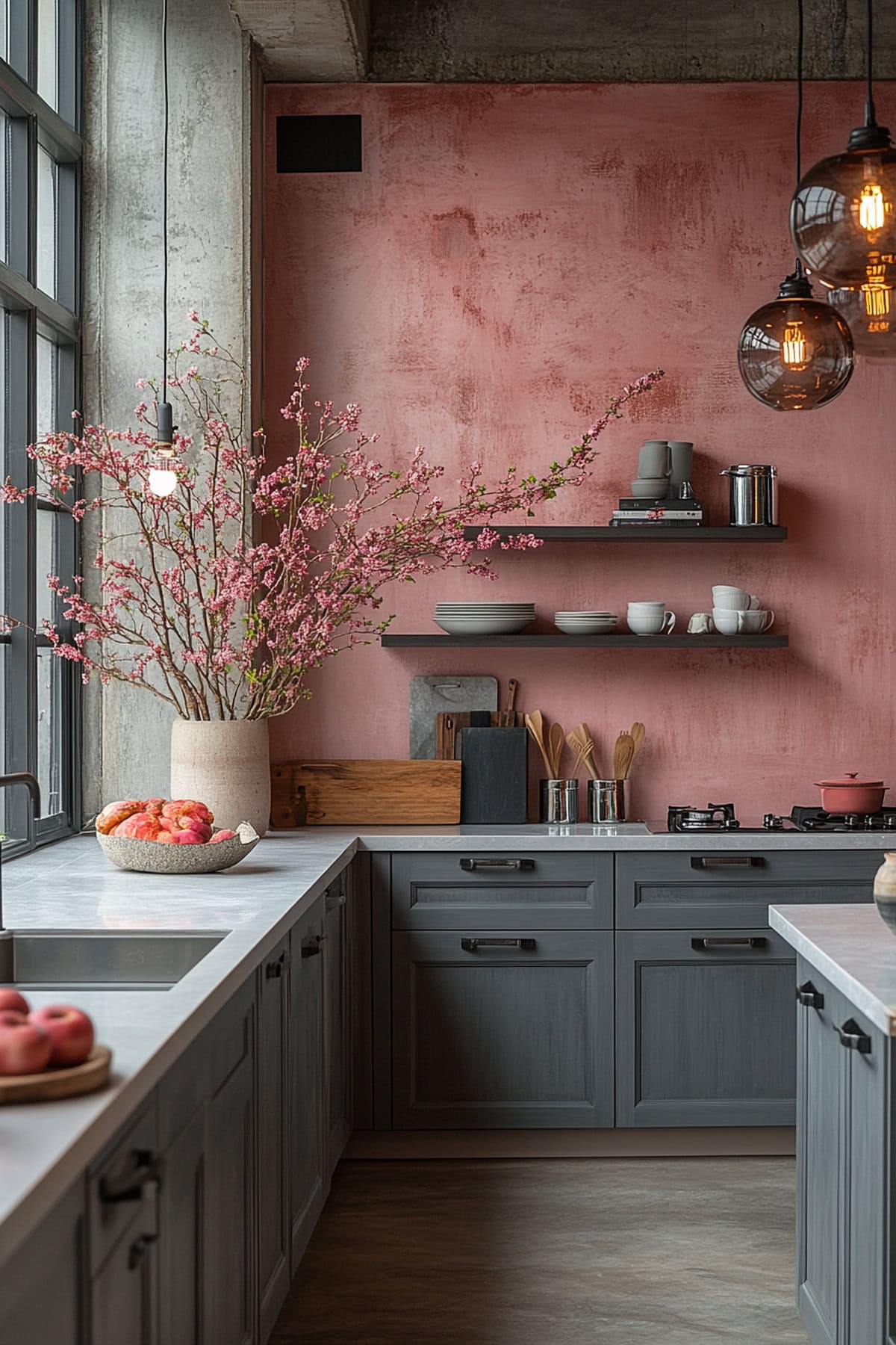 Modern Pink and Grey Kitchen - 02