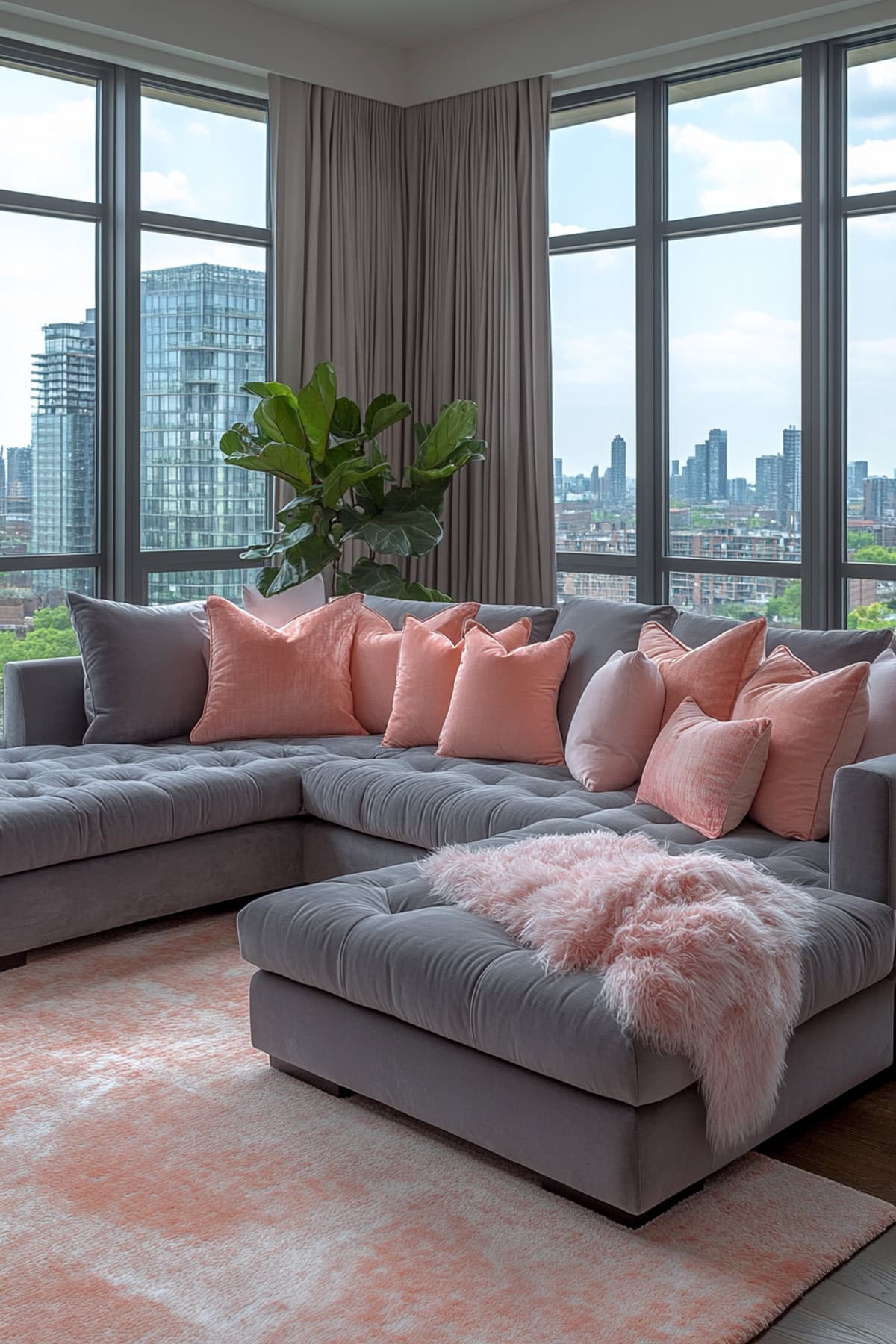 Modern Pink and Grey Sunroom - 01