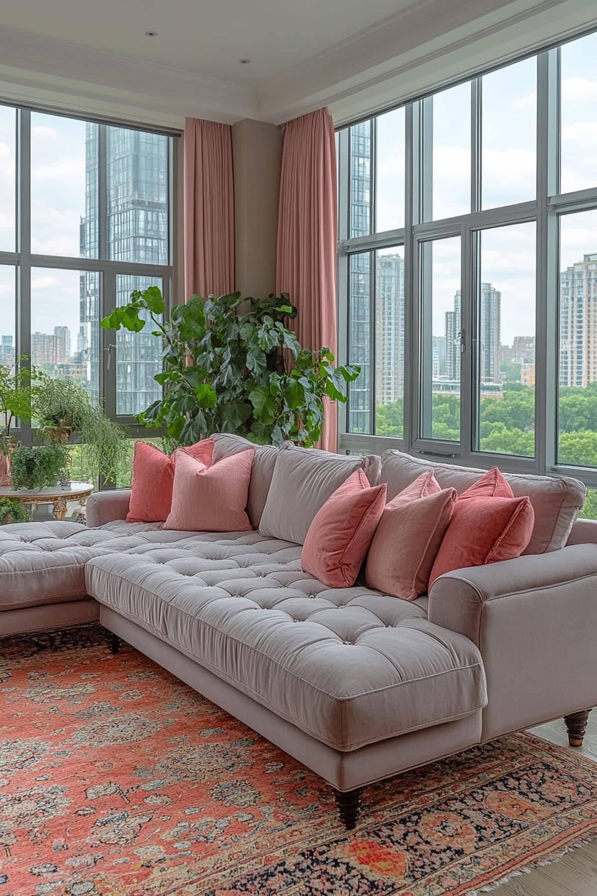 Modern Pink and Grey Sunroom - 02