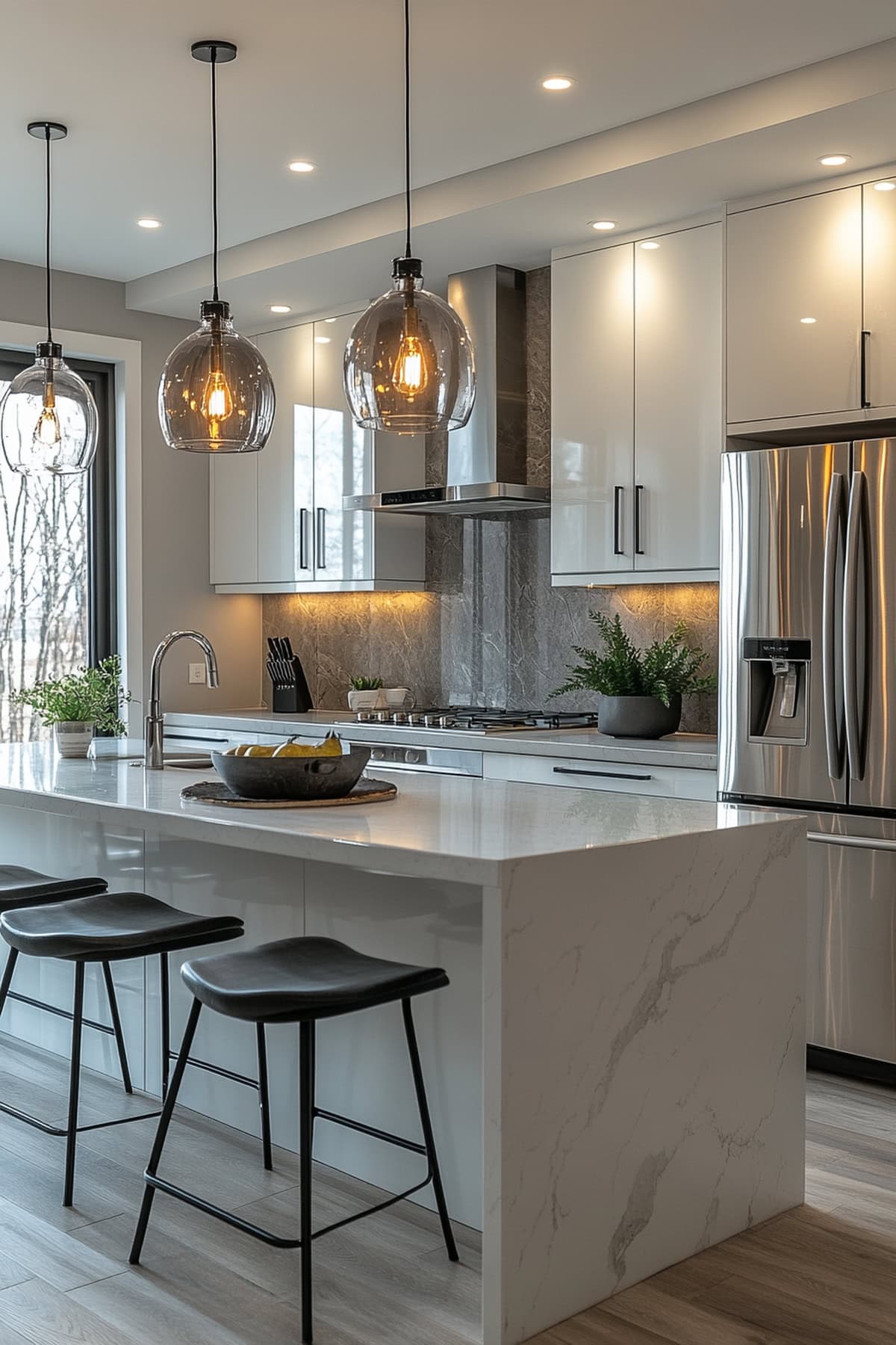 Modern White and Grey Apartment Kitchen - 02