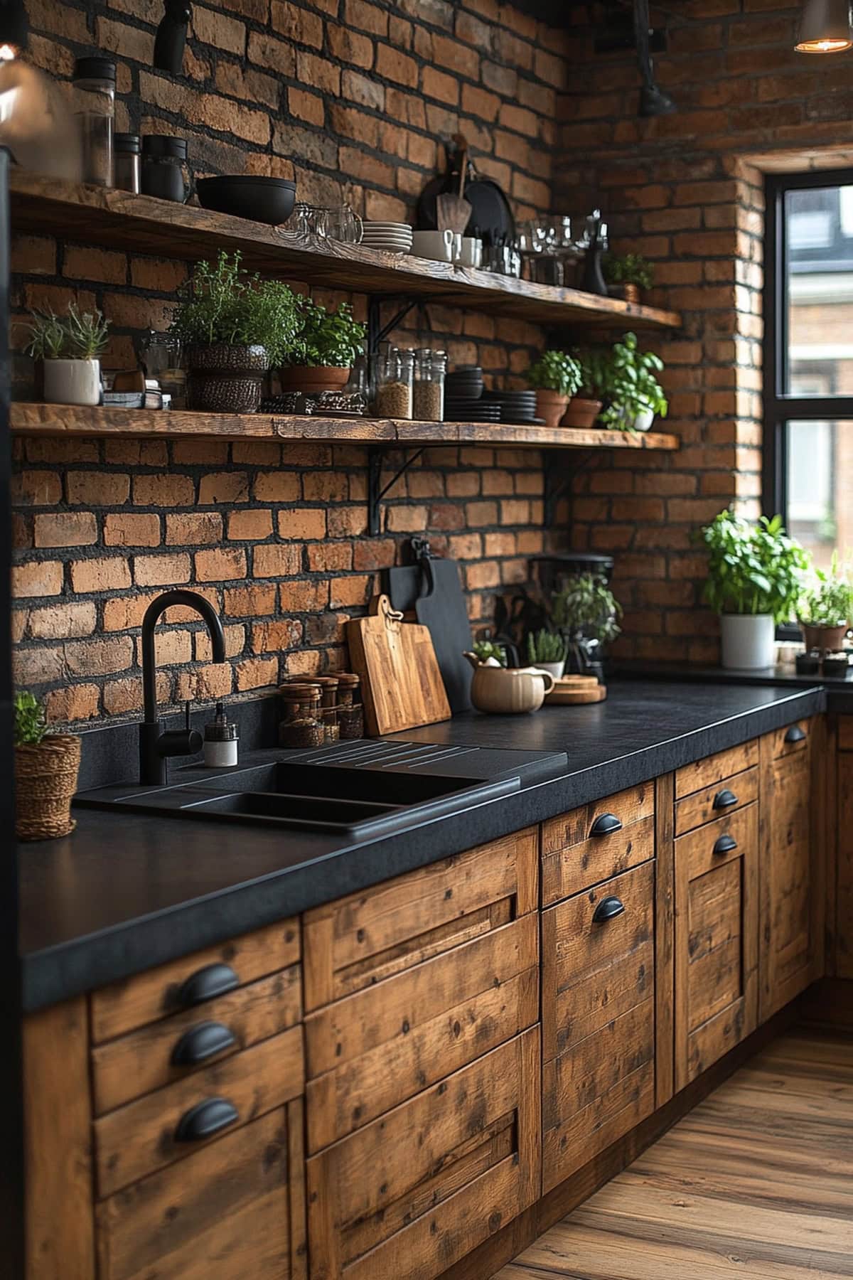 Rustic Black Decor Kitchen - 01