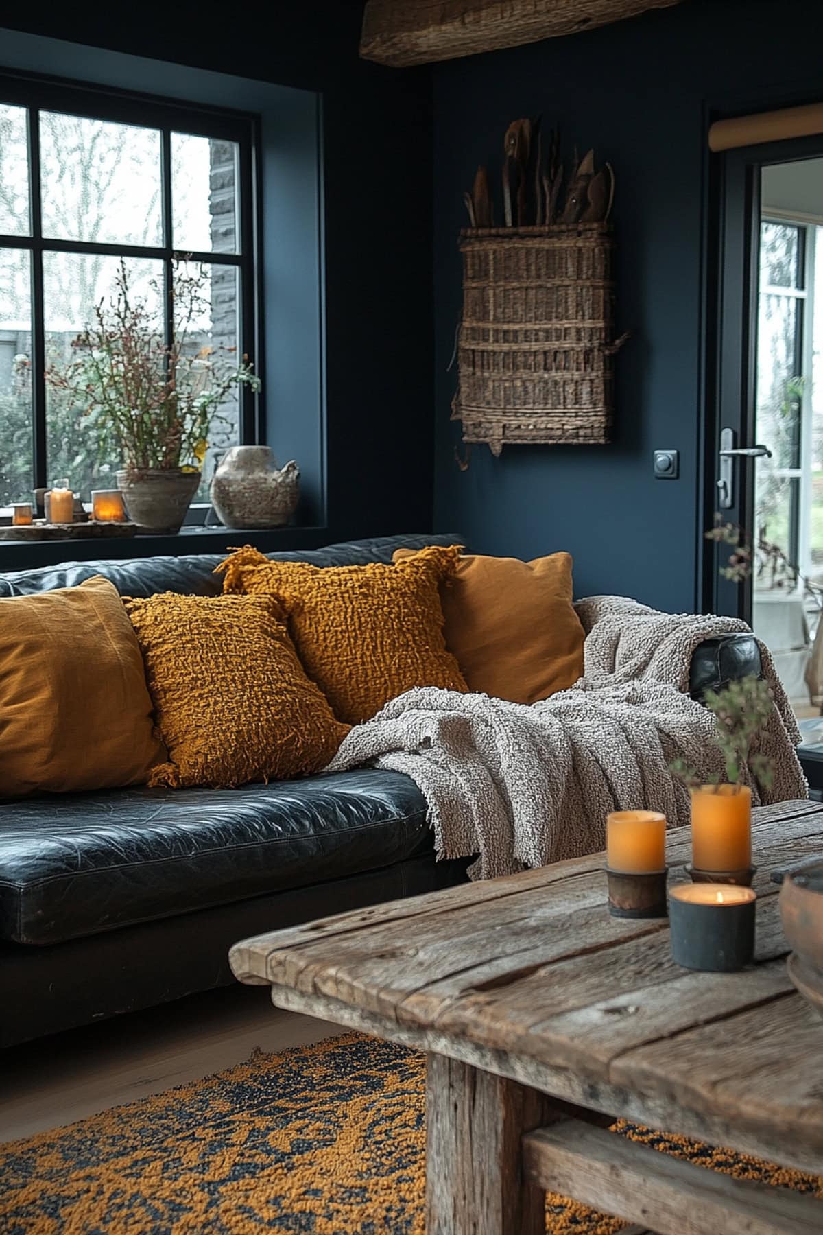 Rustic Dark Blue Living Room Comfort 02