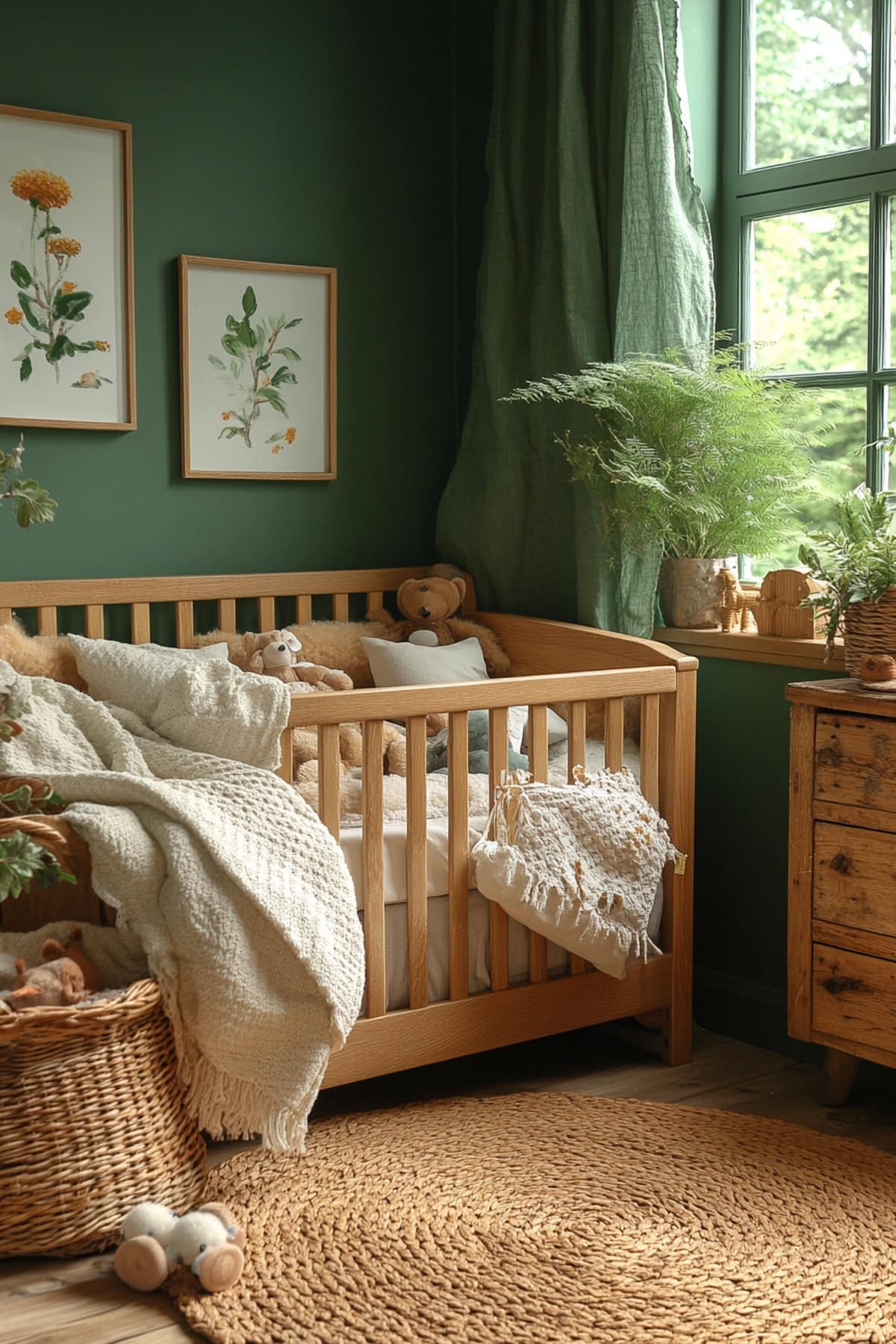 Rustic Forest Green Apartment Nursery - 01