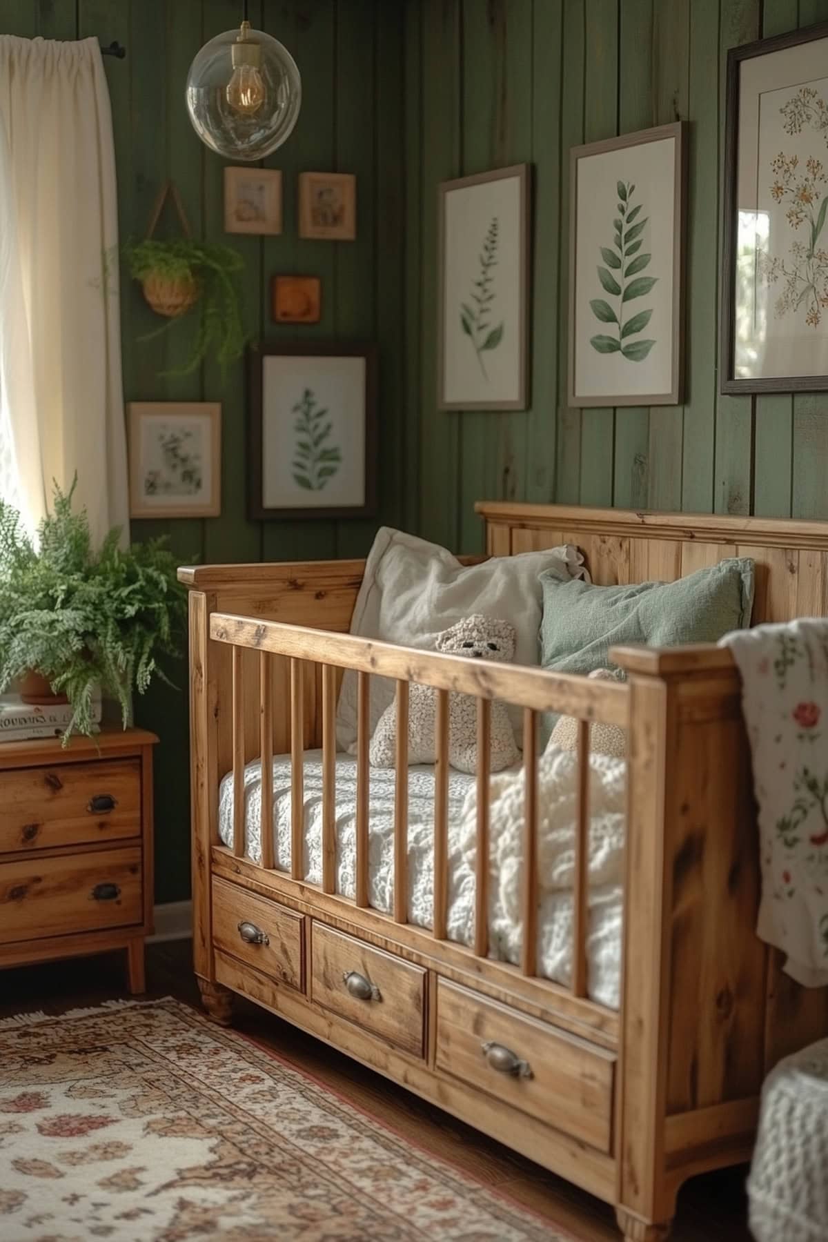 Rustic Forest Green Apartment Nursery - 02