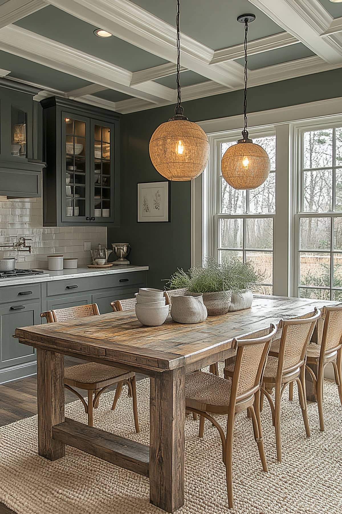 Rustic Olive Green Apartment Dining Room 01