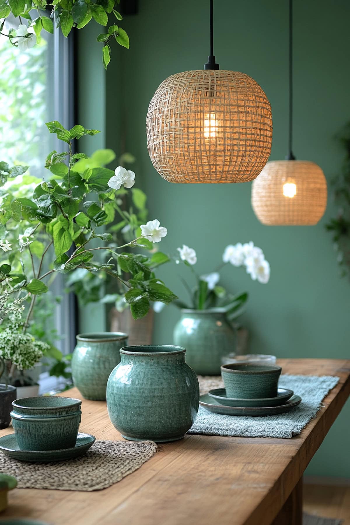 Rustic Olive Green Apartment Dining Room 02