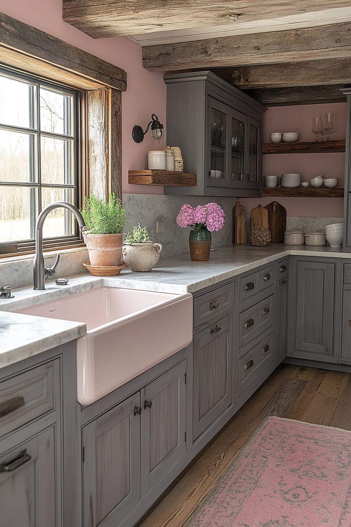 Rustic Pink and Grey Kitchen - 02