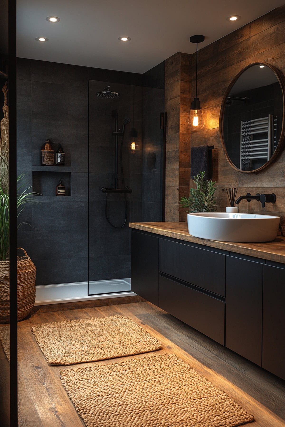 Scandinavian Black Decor Bathroom - 01