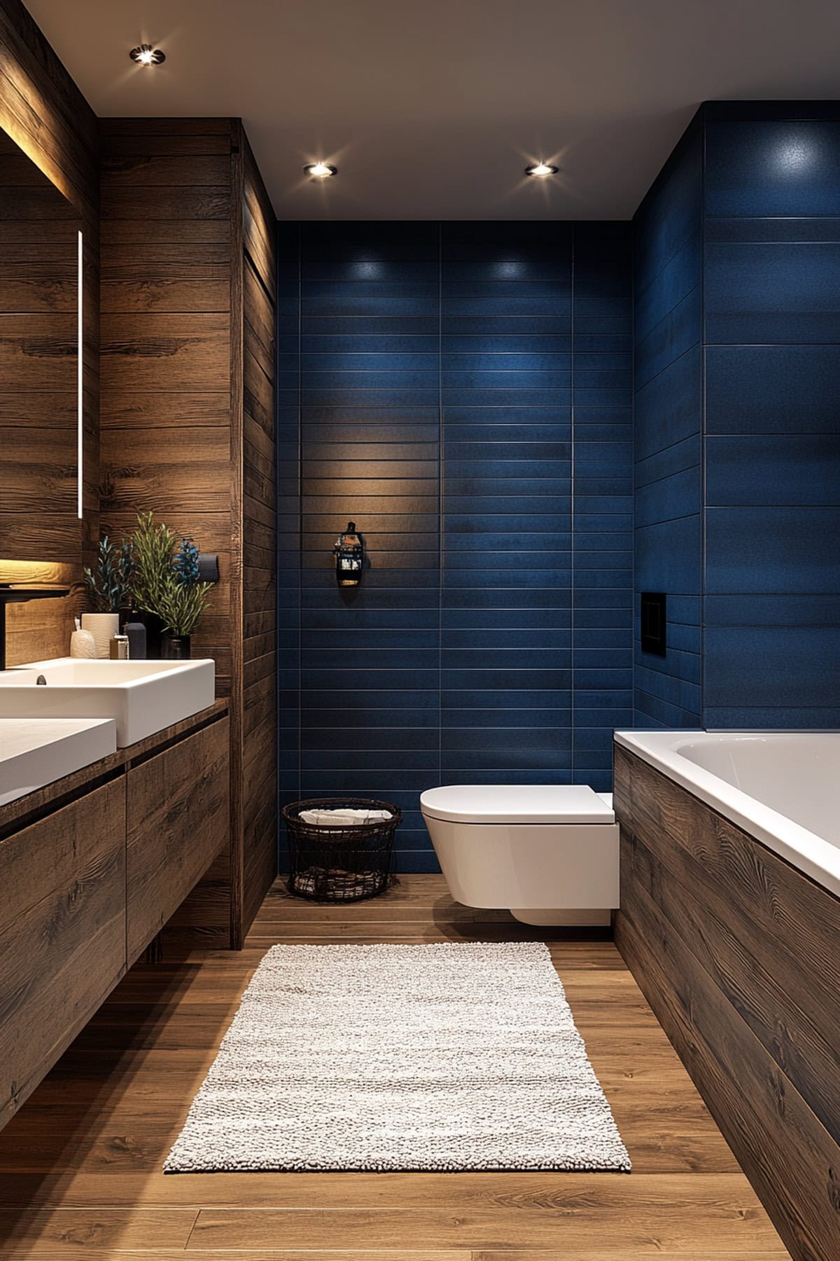 Scandinavian Dark Blue Bathroom Oasis 01