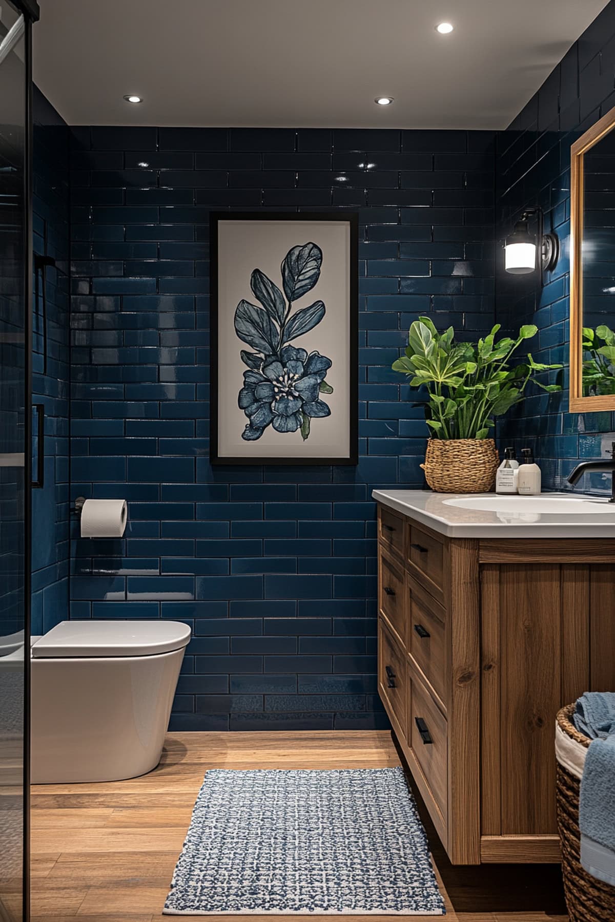 Scandinavian Dark Blue Bathroom Oasis 02