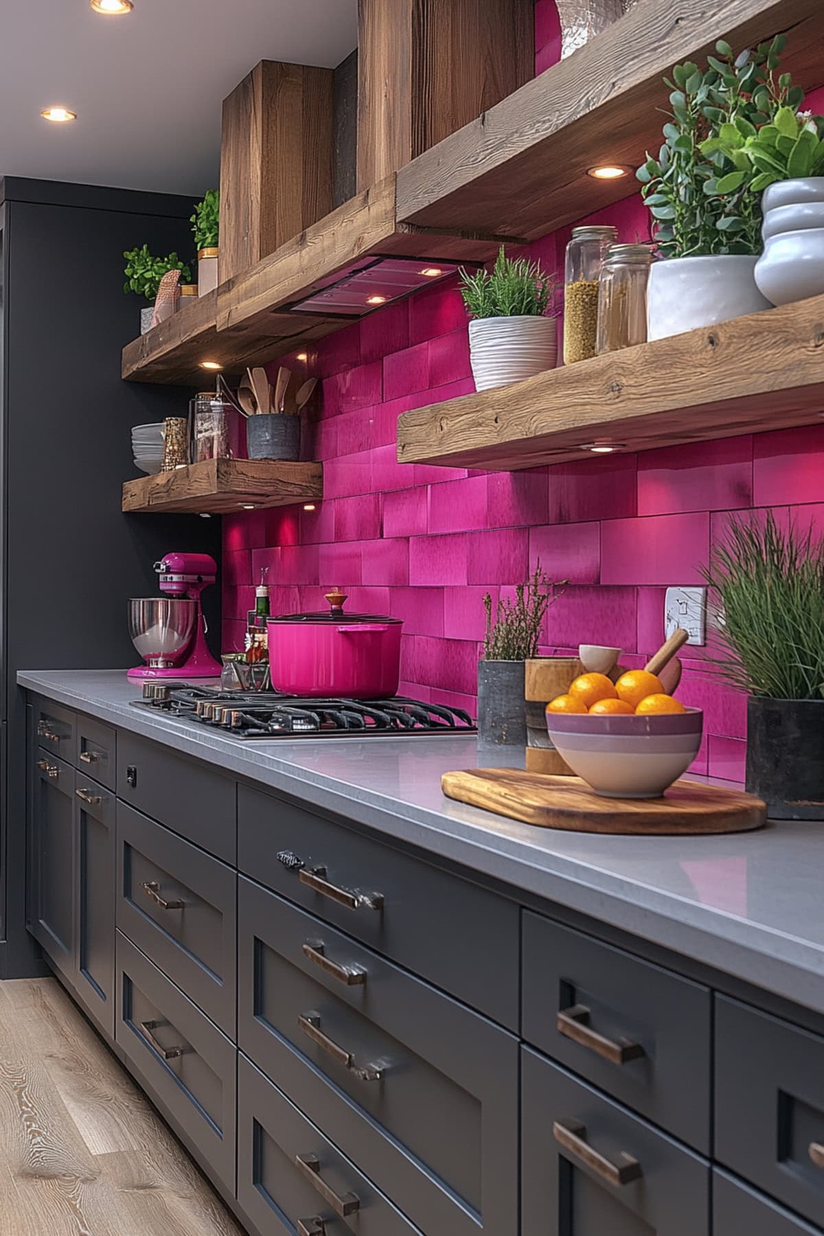 Scandinavian Pink and Grey Kitchen - 01