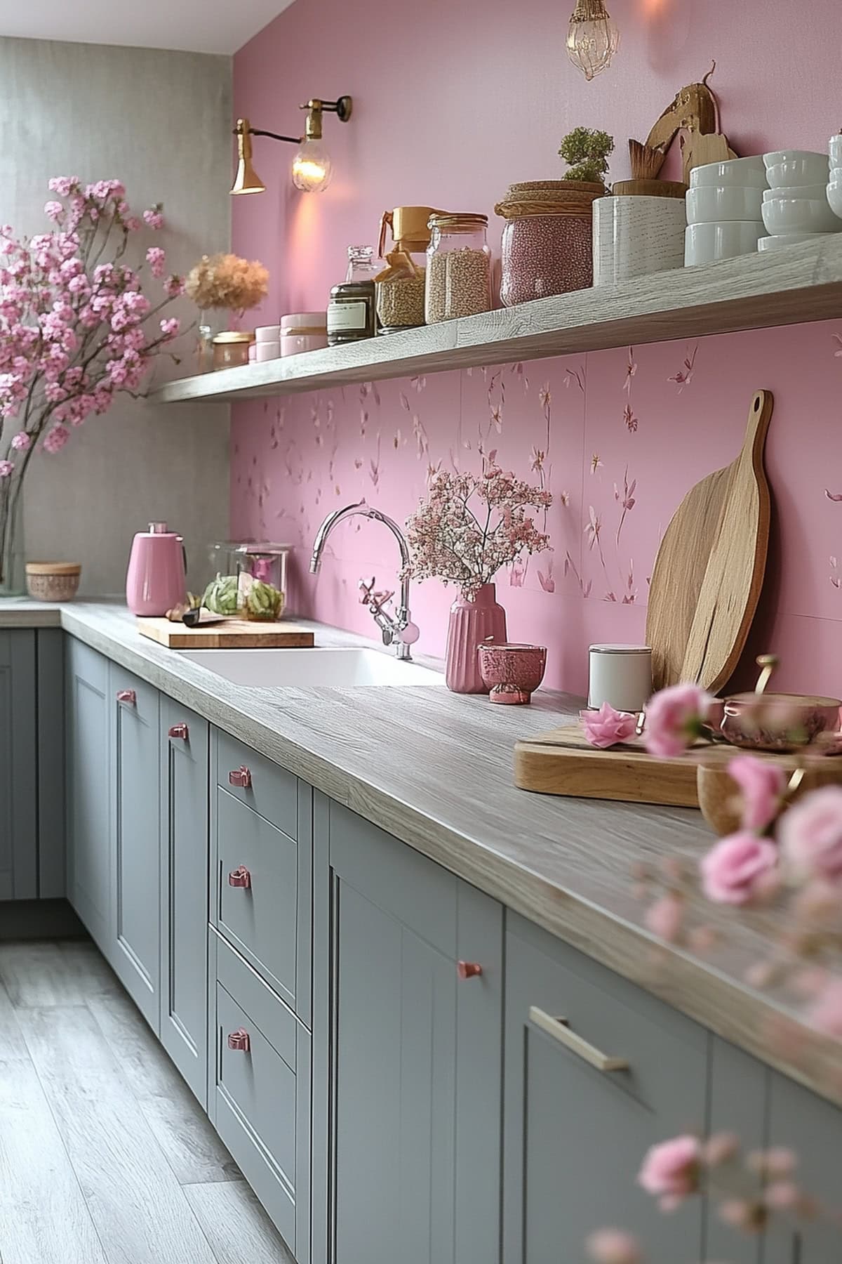 Scandinavian Pink and Grey Kitchen - 02