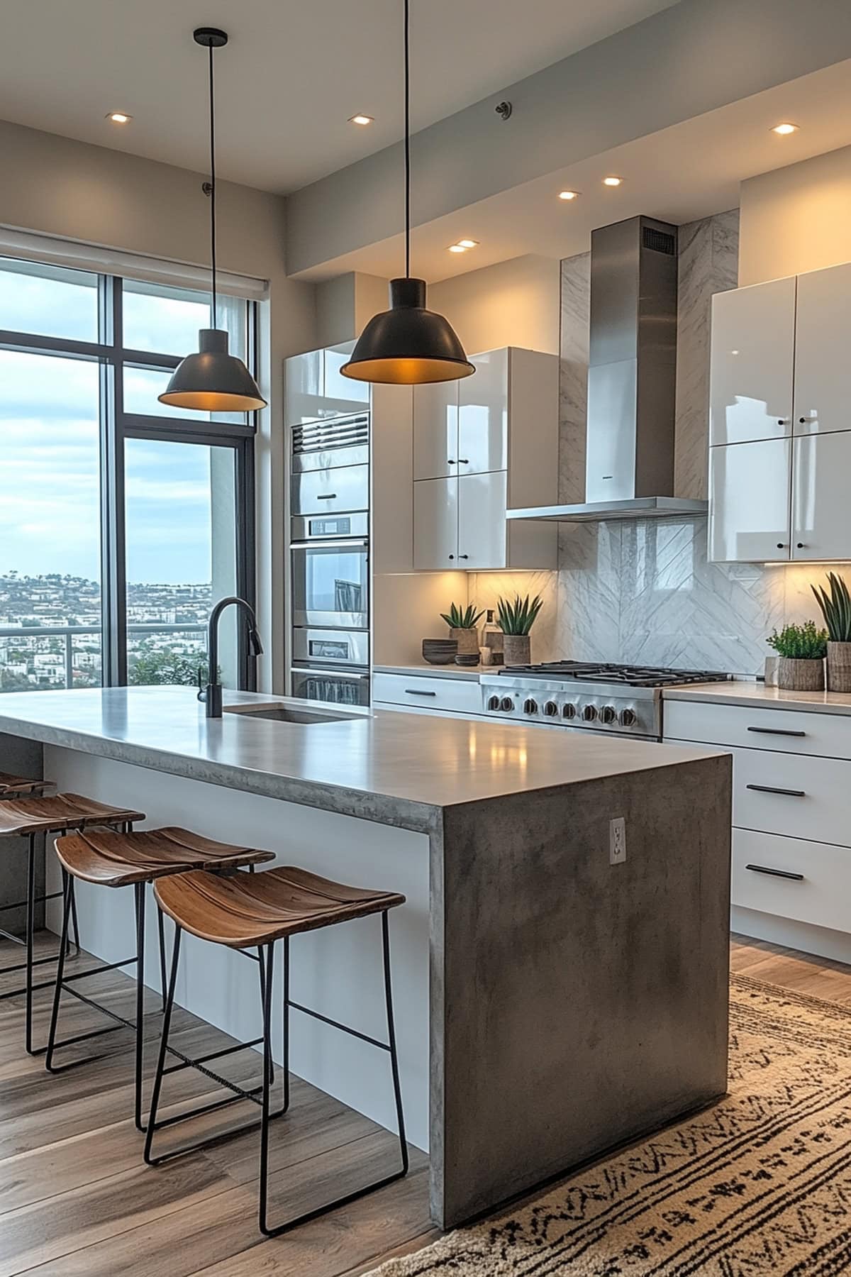 Scandinavian White and Grey Apartment Kitchen - 01