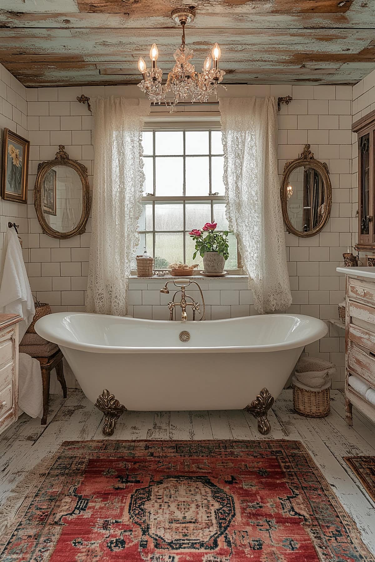 Shabby Chic Ivory Apartment Bathroom - 01