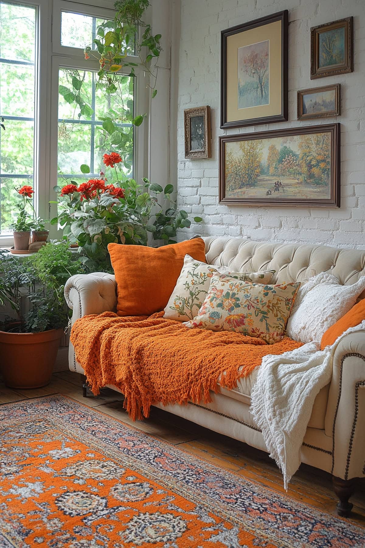 Shabby Chic Orange Living Room - 01