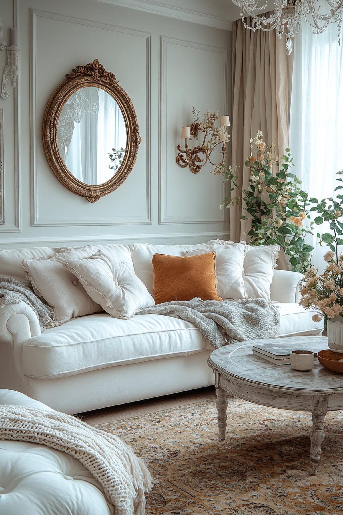 Shabby Chic White and Grey Apartment Living Room - 02