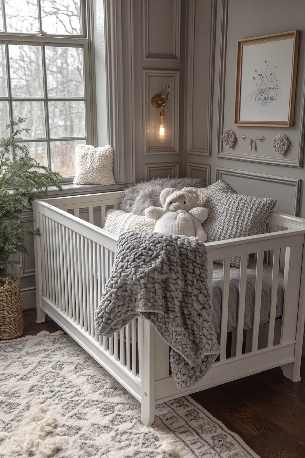 Shabby Chic White and Grey Apartment Nursery - 02