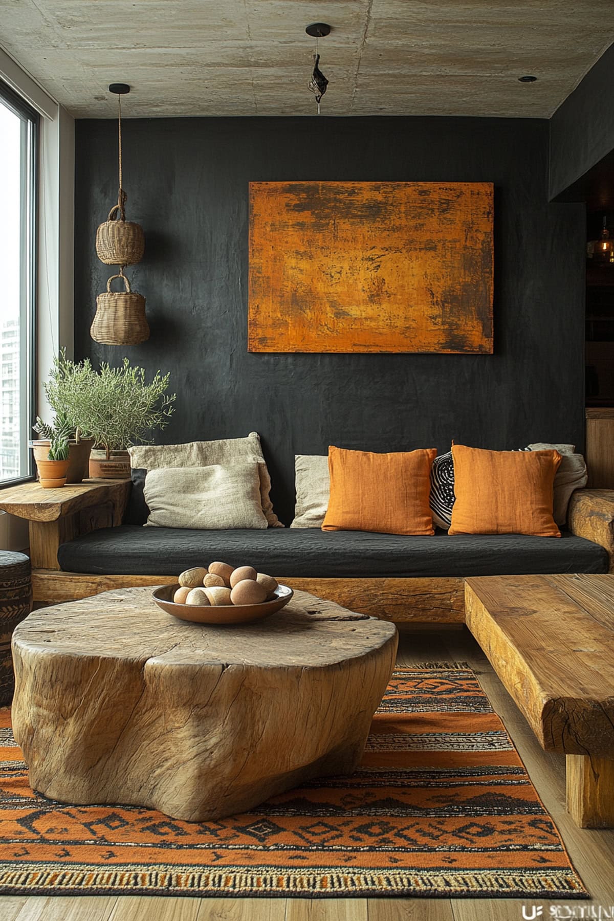 Southwestern Black Decor Living Room - 02