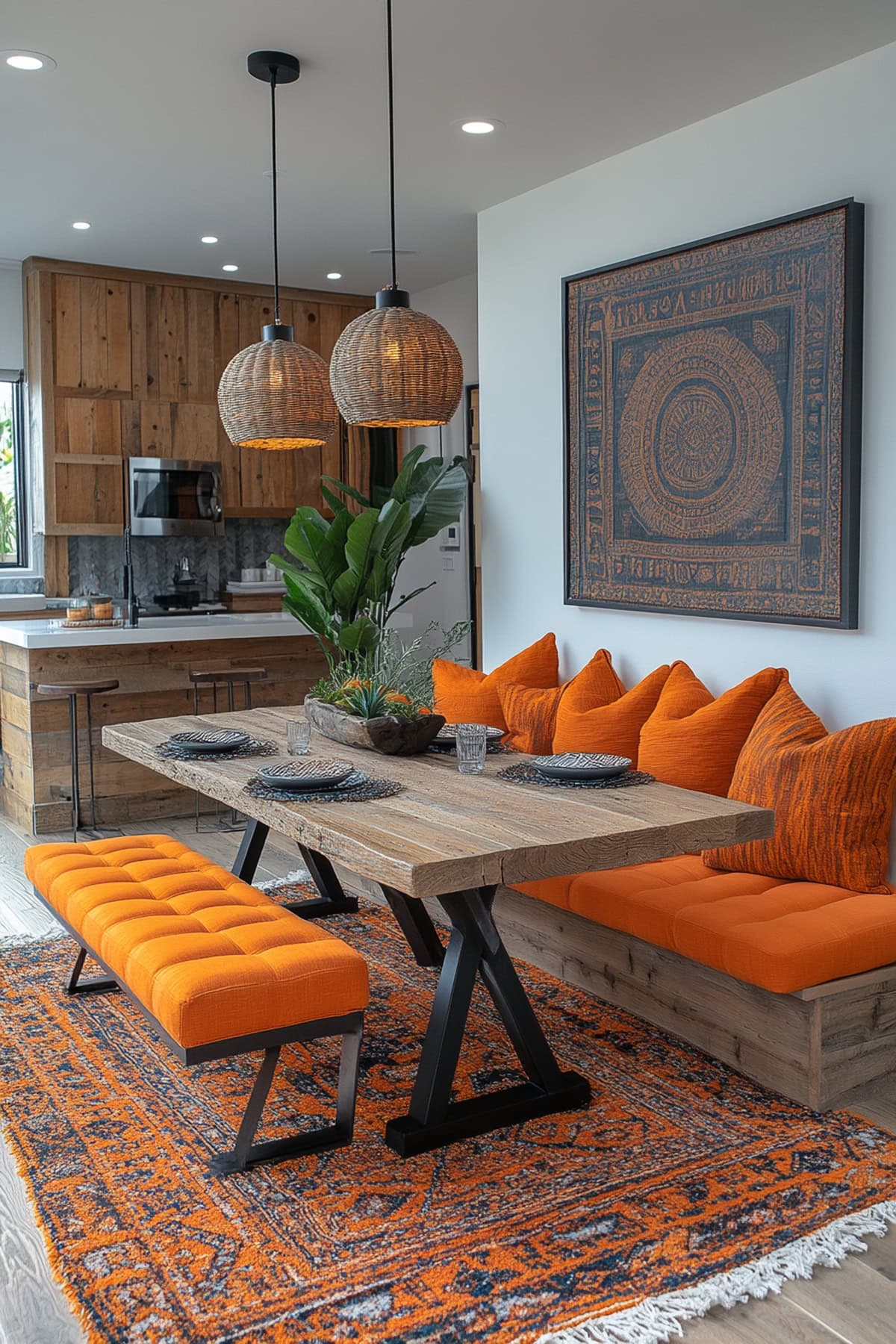 Southwestern Orange Dining Room - 02