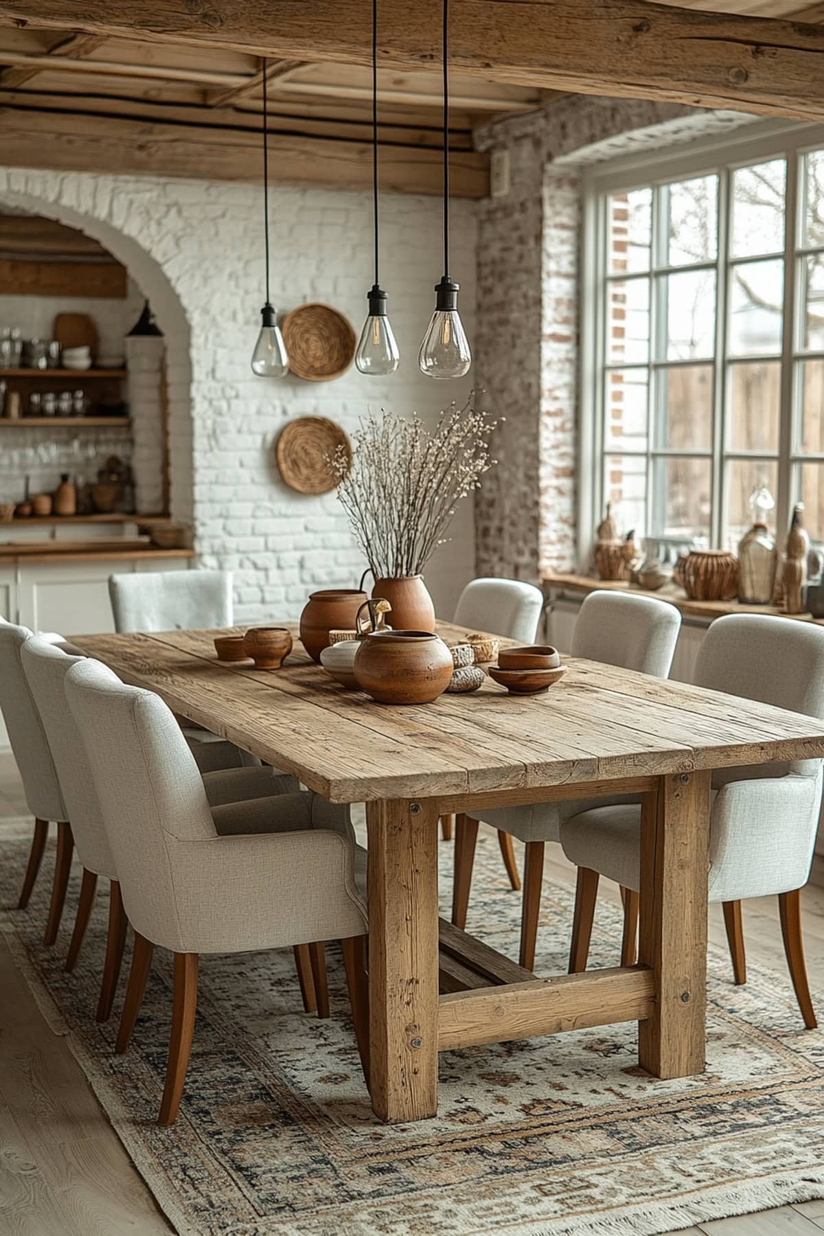 Southwestern White and Grey Apartment Dining Room - 01