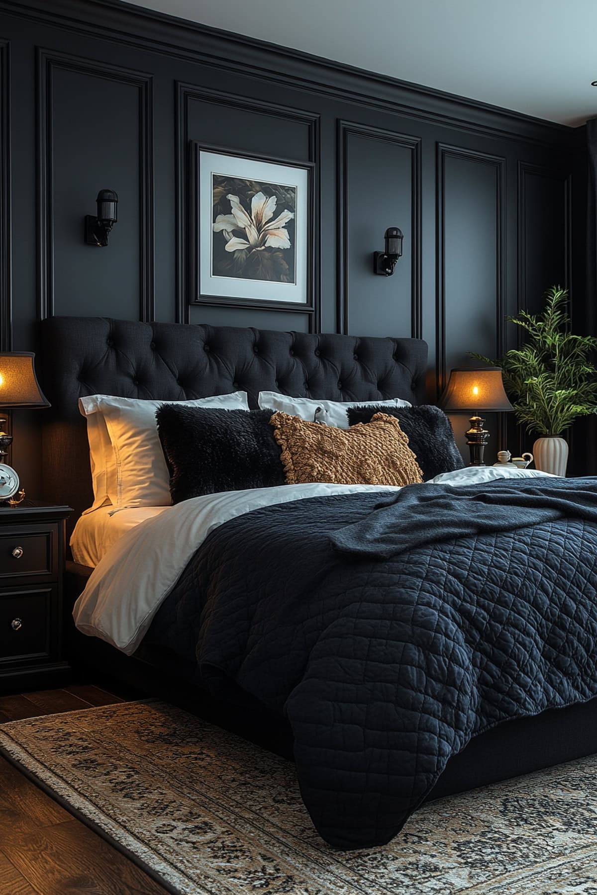 Traditional Black Decor Bedroom - 01