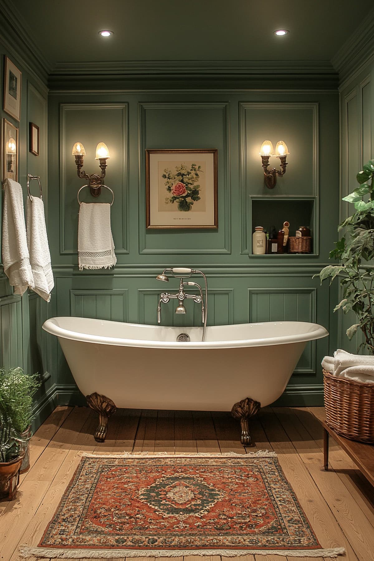 Traditional Forest Green Apartment Bathroom - 01