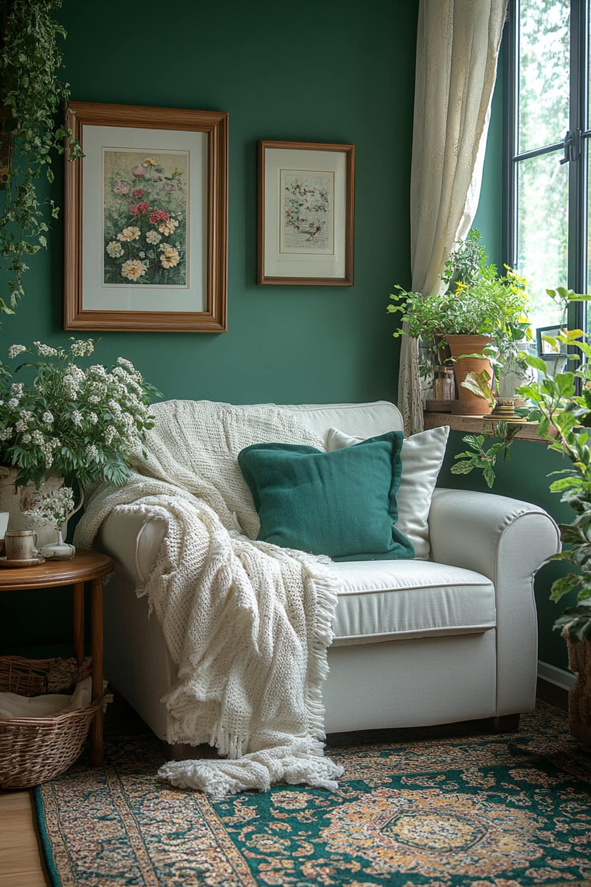 Traditional Forest Green Apartment Living Room - 02