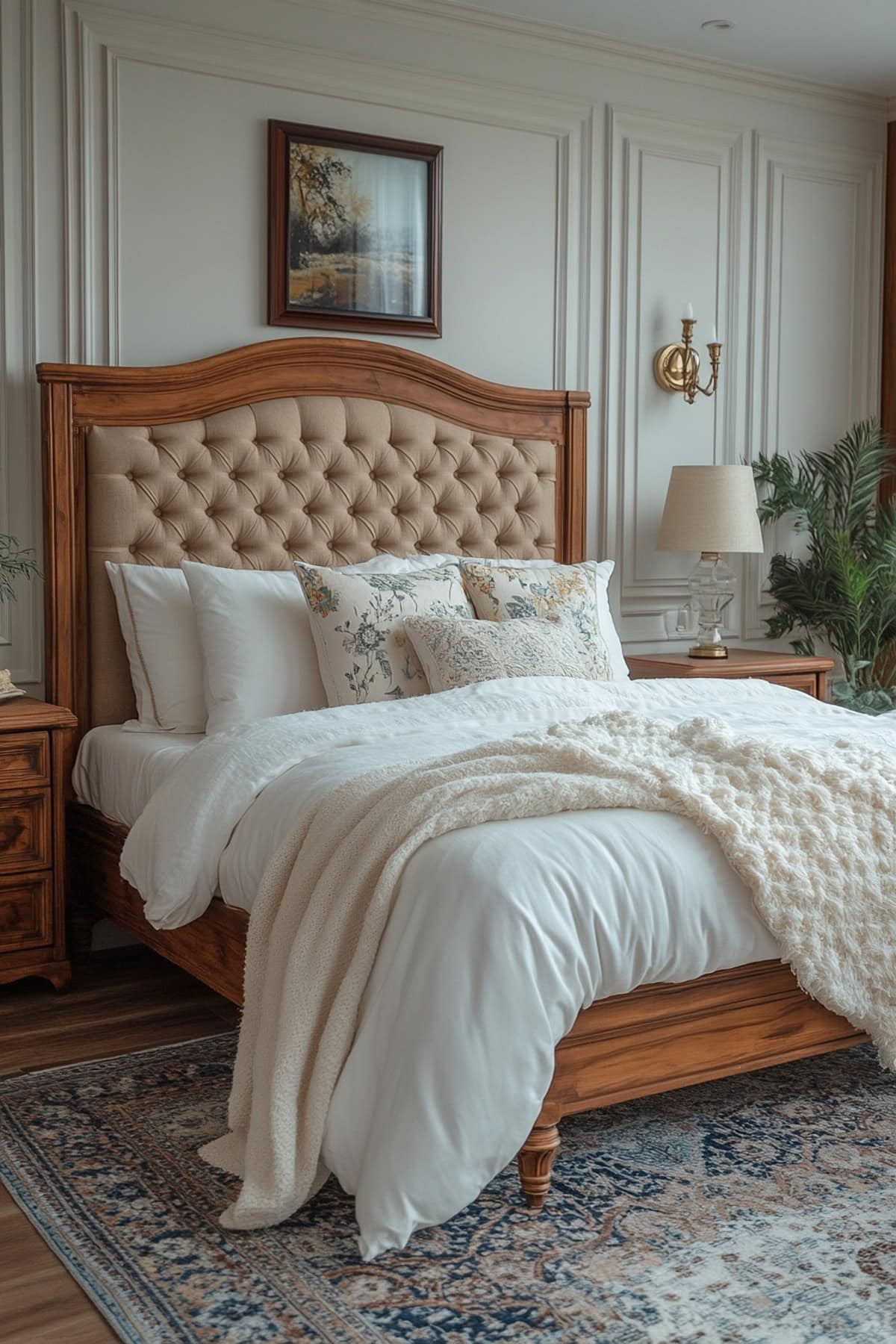 Traditional Ivory Apartment Bedroom - 01