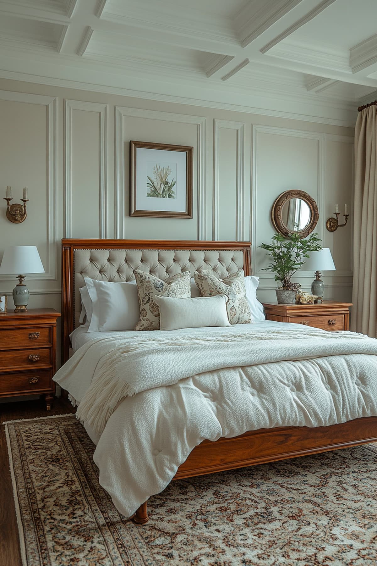 Traditional Ivory Apartment Bedroom - 02