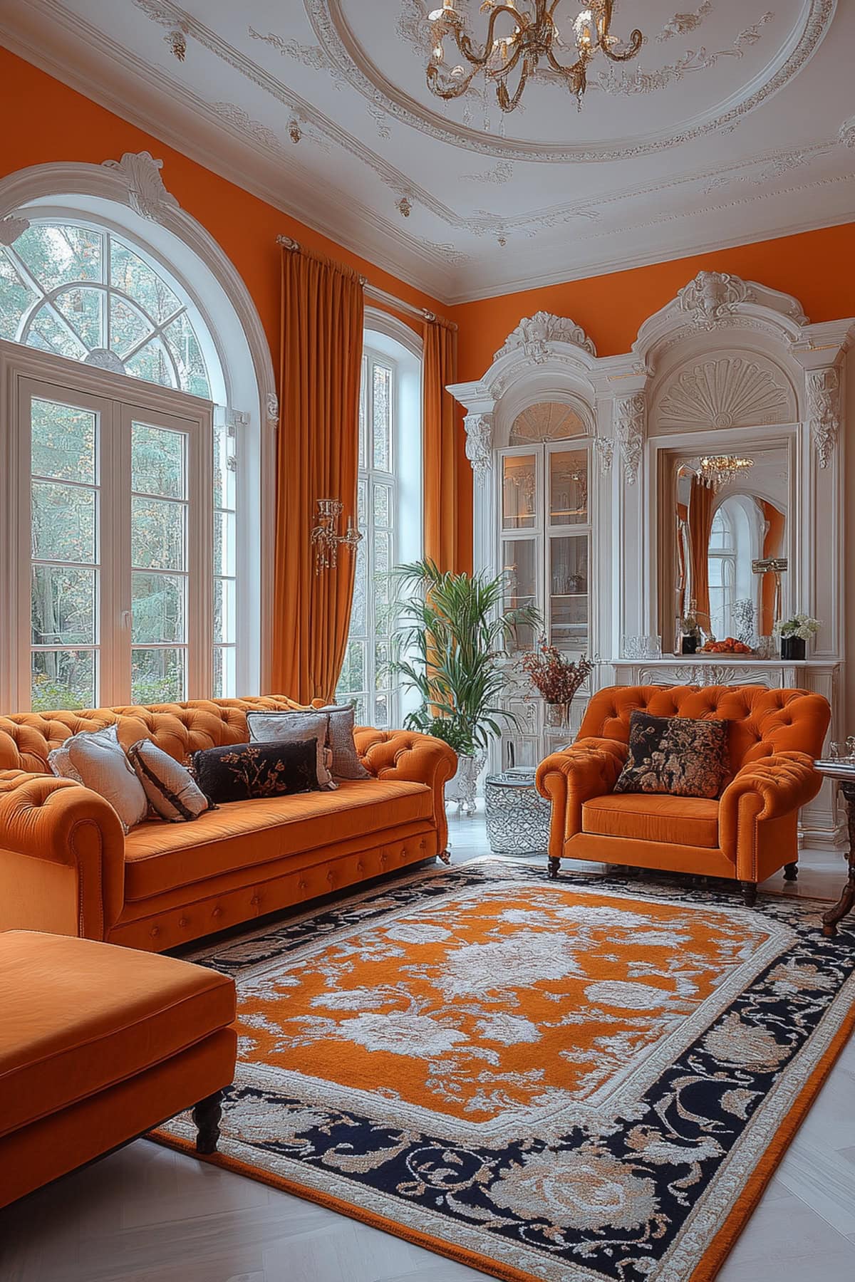 Traditional Orange Aesthetic Living Room - 01