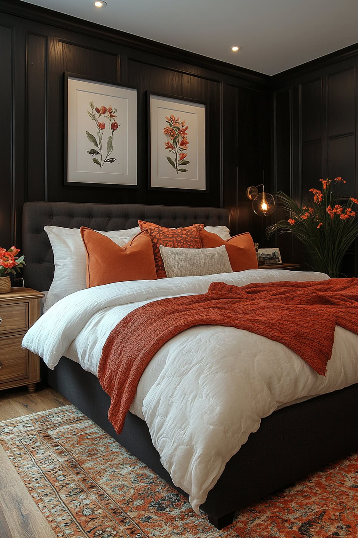 Transitional Black Decor Bedroom - 01